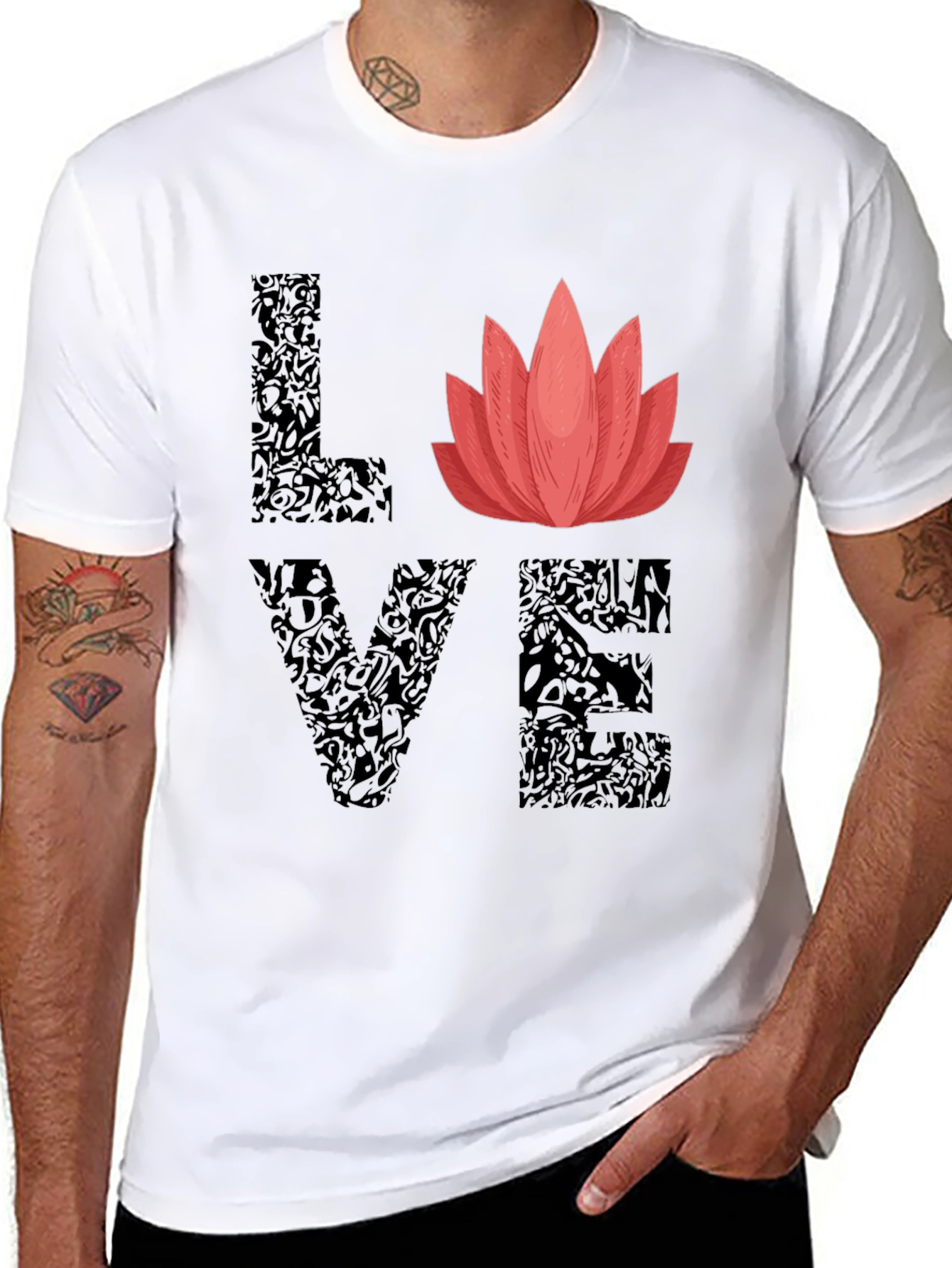 Love Lotus Flower Graphic T-Shirt - Stylish Comfort