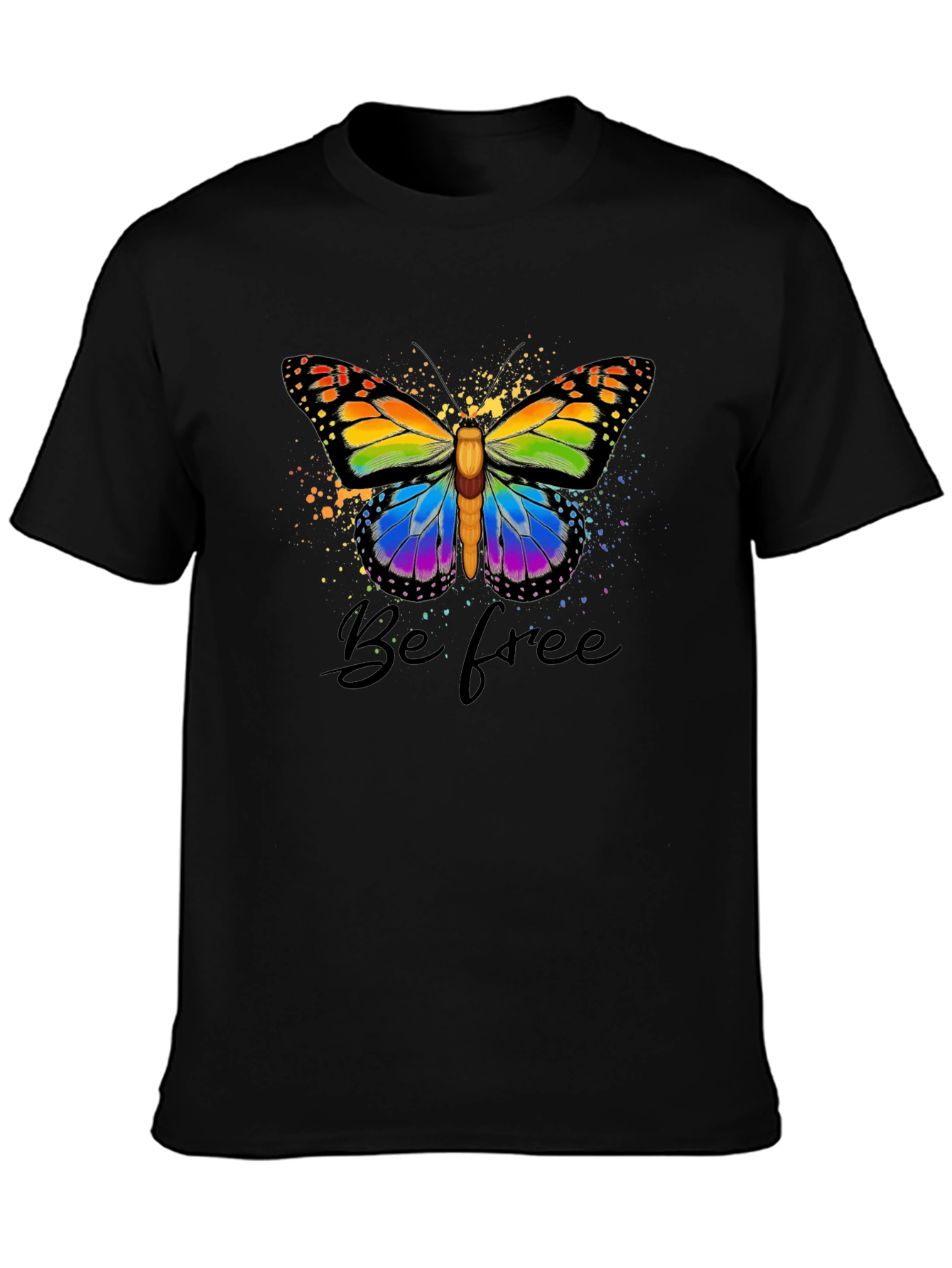 Be Free Butterfly Graphic Tee - Black T-Shirt