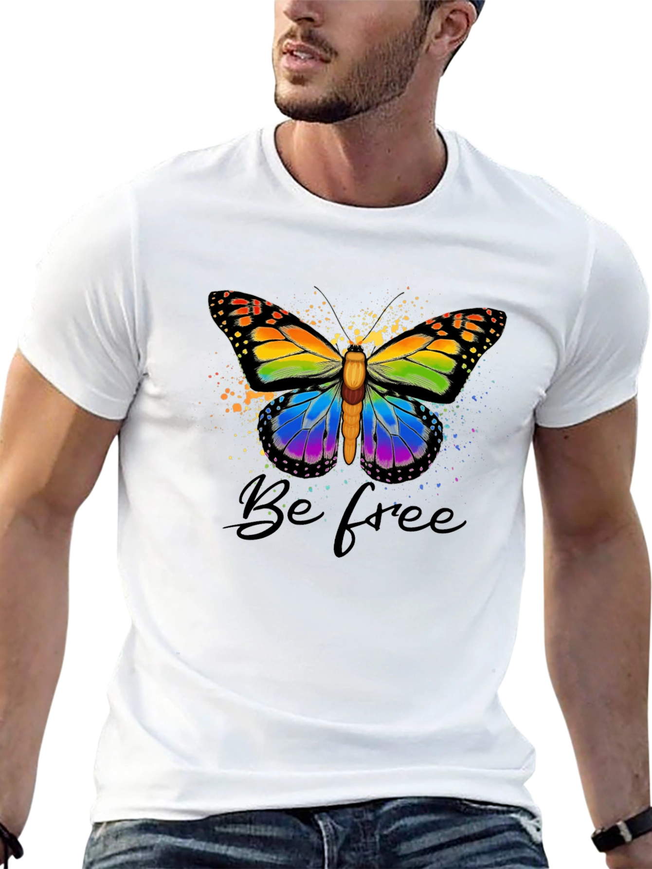 Be Free Butterfly Graphic Tee - Black T-Shirt