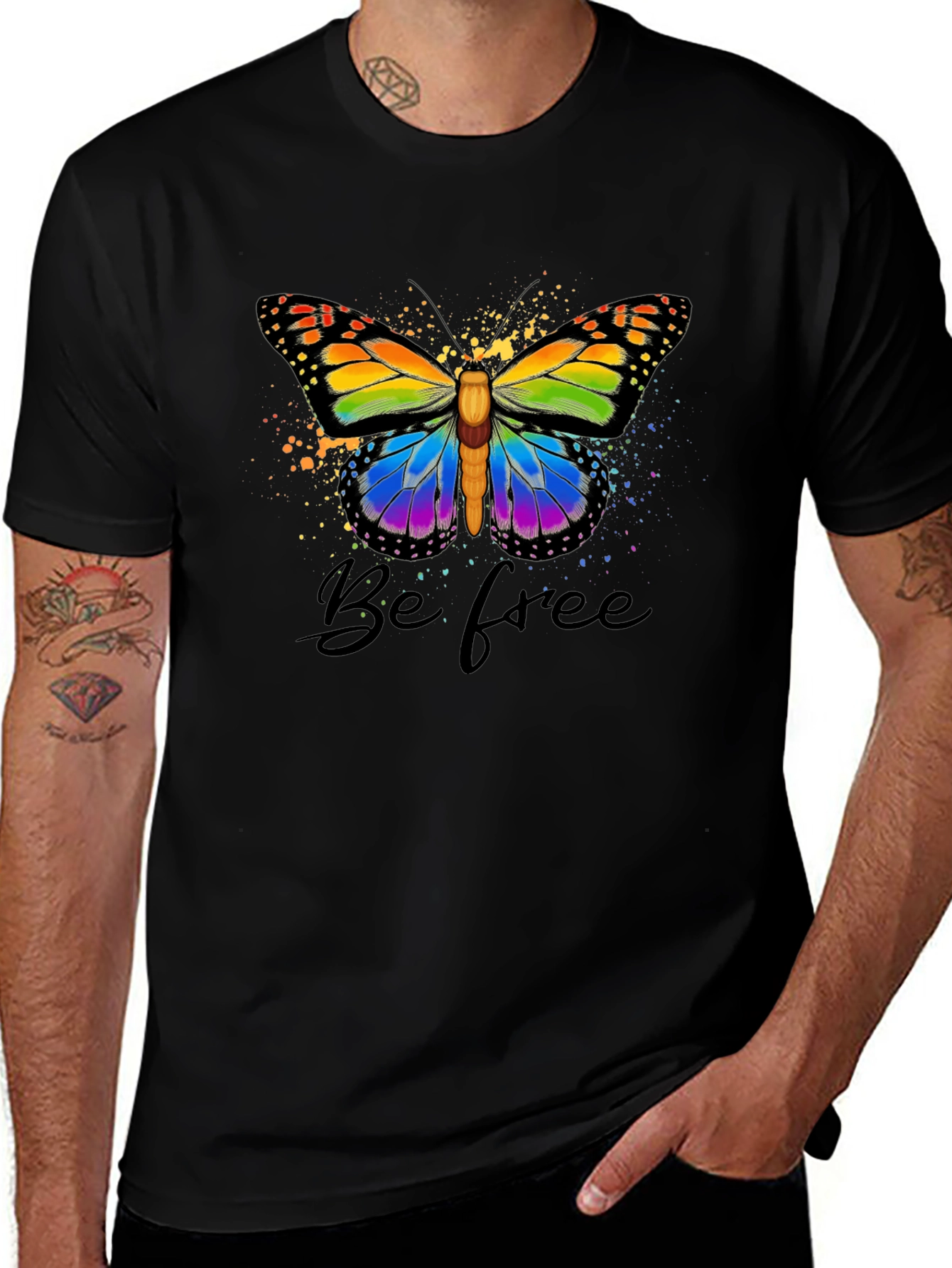 Be Free Butterfly Graphic Tee - Black T-Shirt