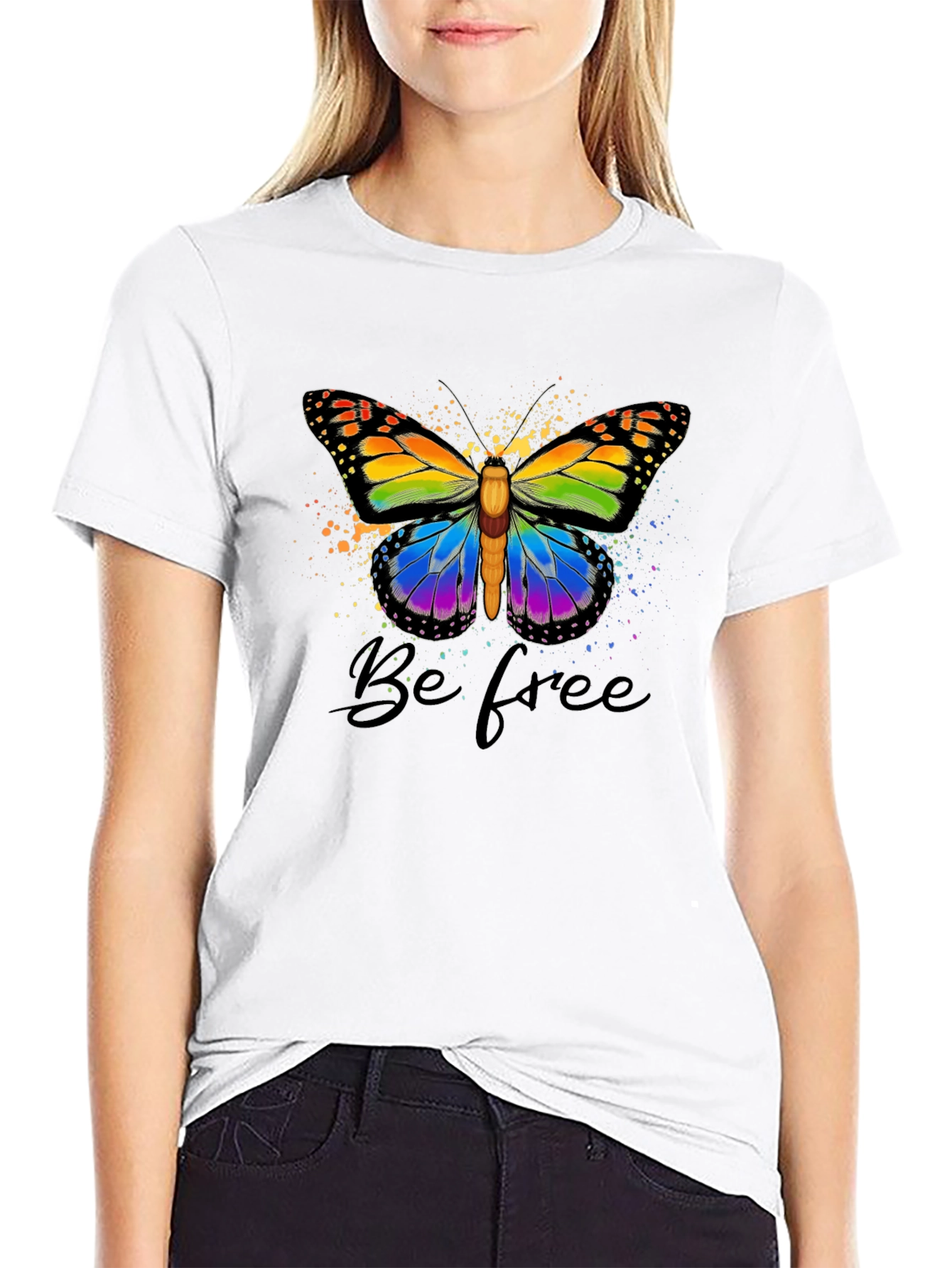 Be Free Butterfly Graphic Tee - Black T-Shirt