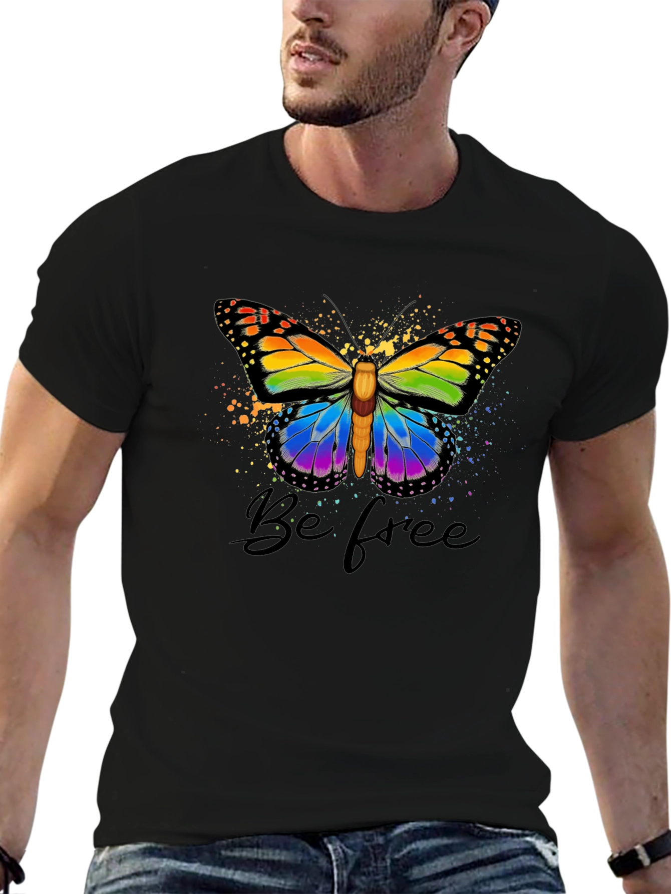 Be Free Butterfly Graphic Tee - Black T-Shirt