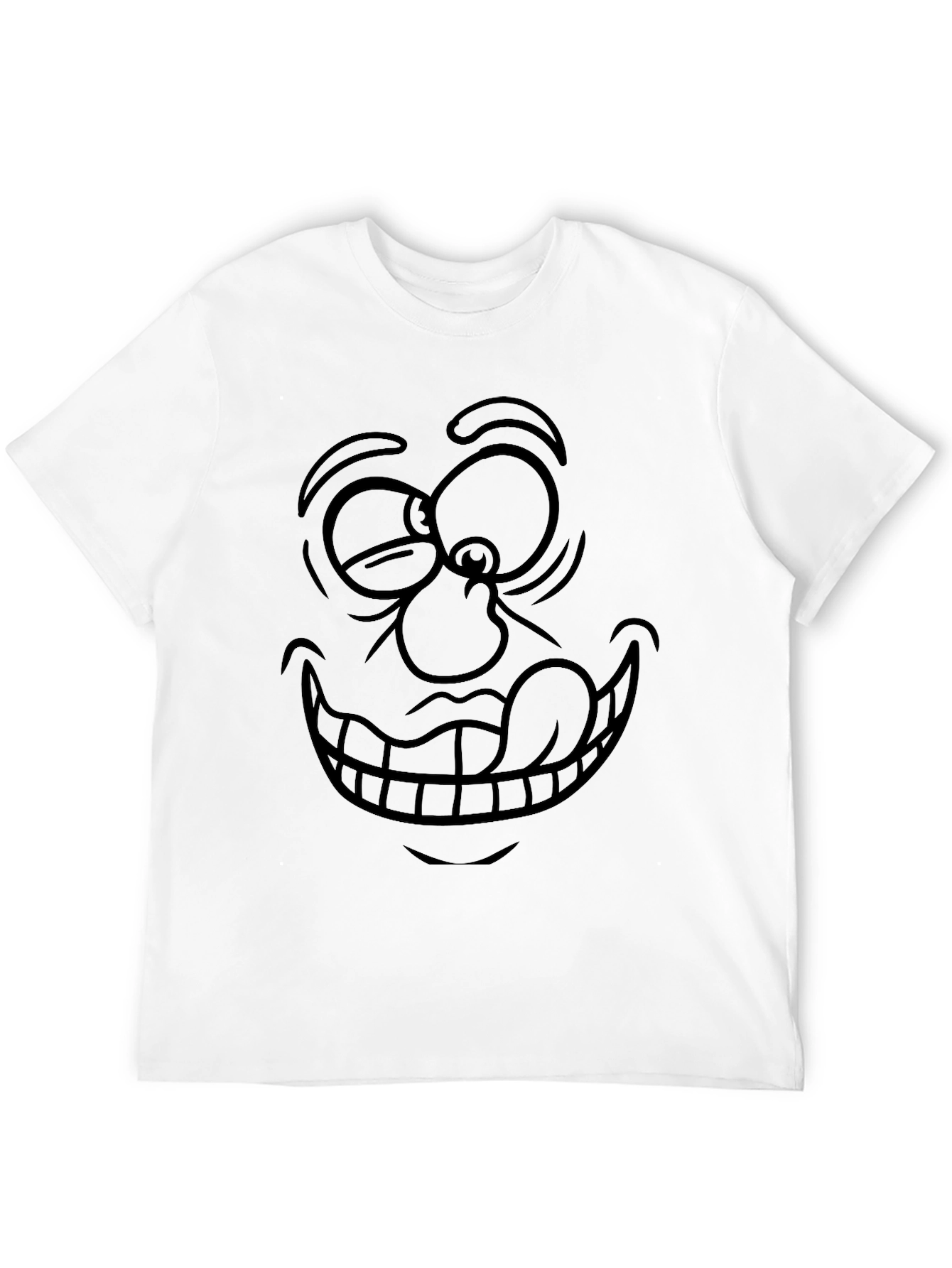 Funny Face Graphic Tee - Black Cotton T-Shirt