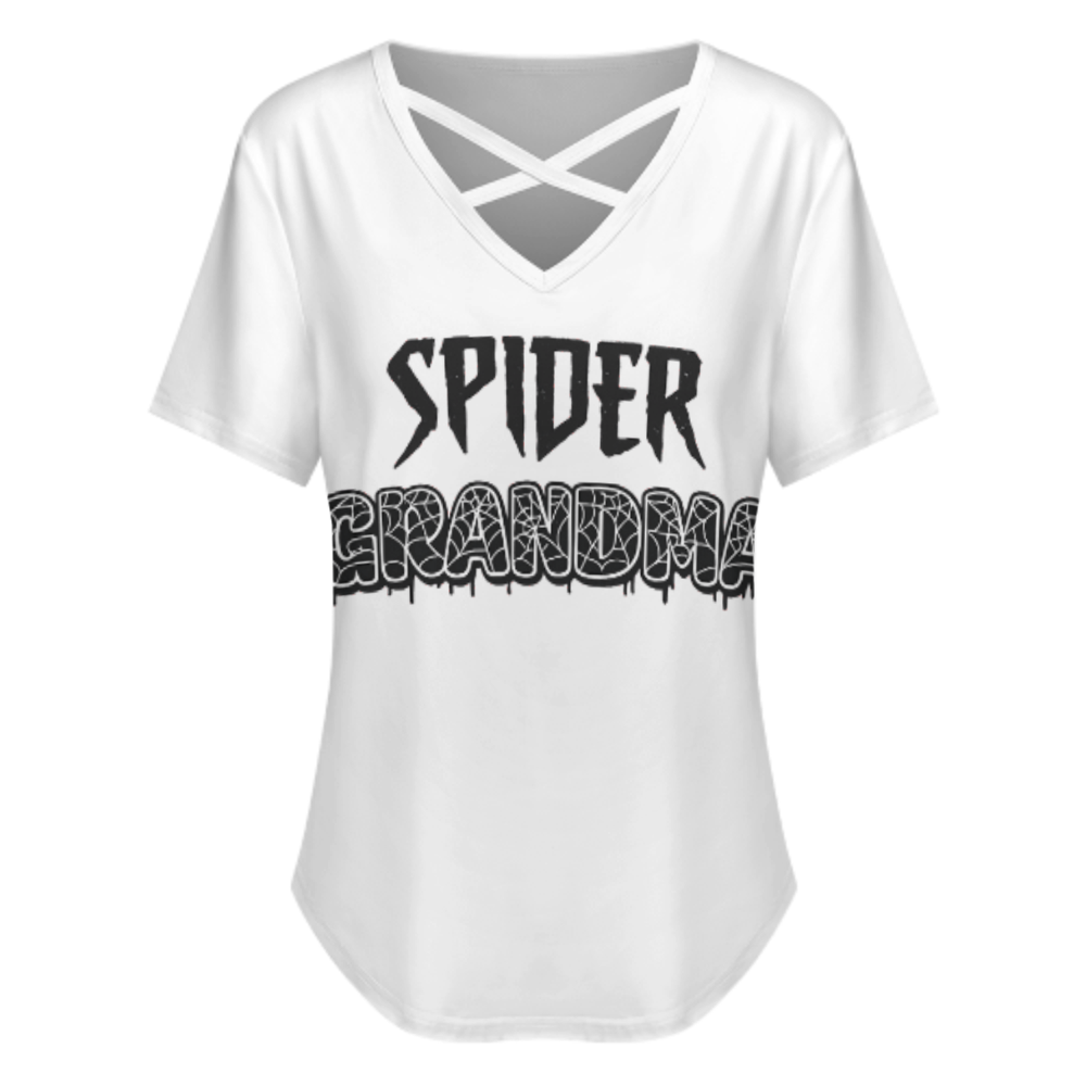 Spider Grandma Halloween Graphic Tee – Funny Retro Horror Grandma Shirt for Women(z843)