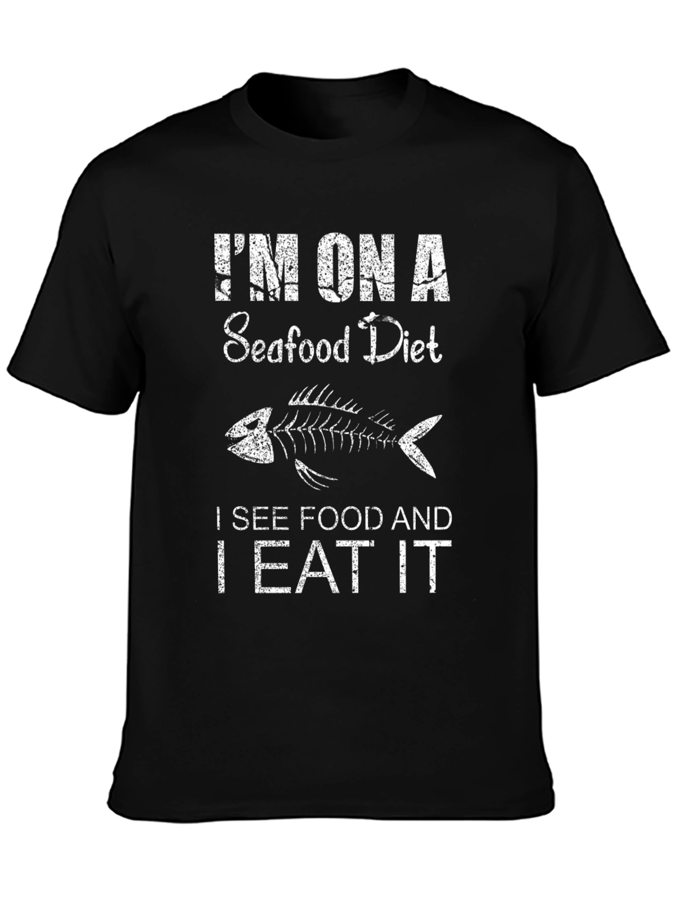Seafood Diet Funny Mens Black T-Shirt