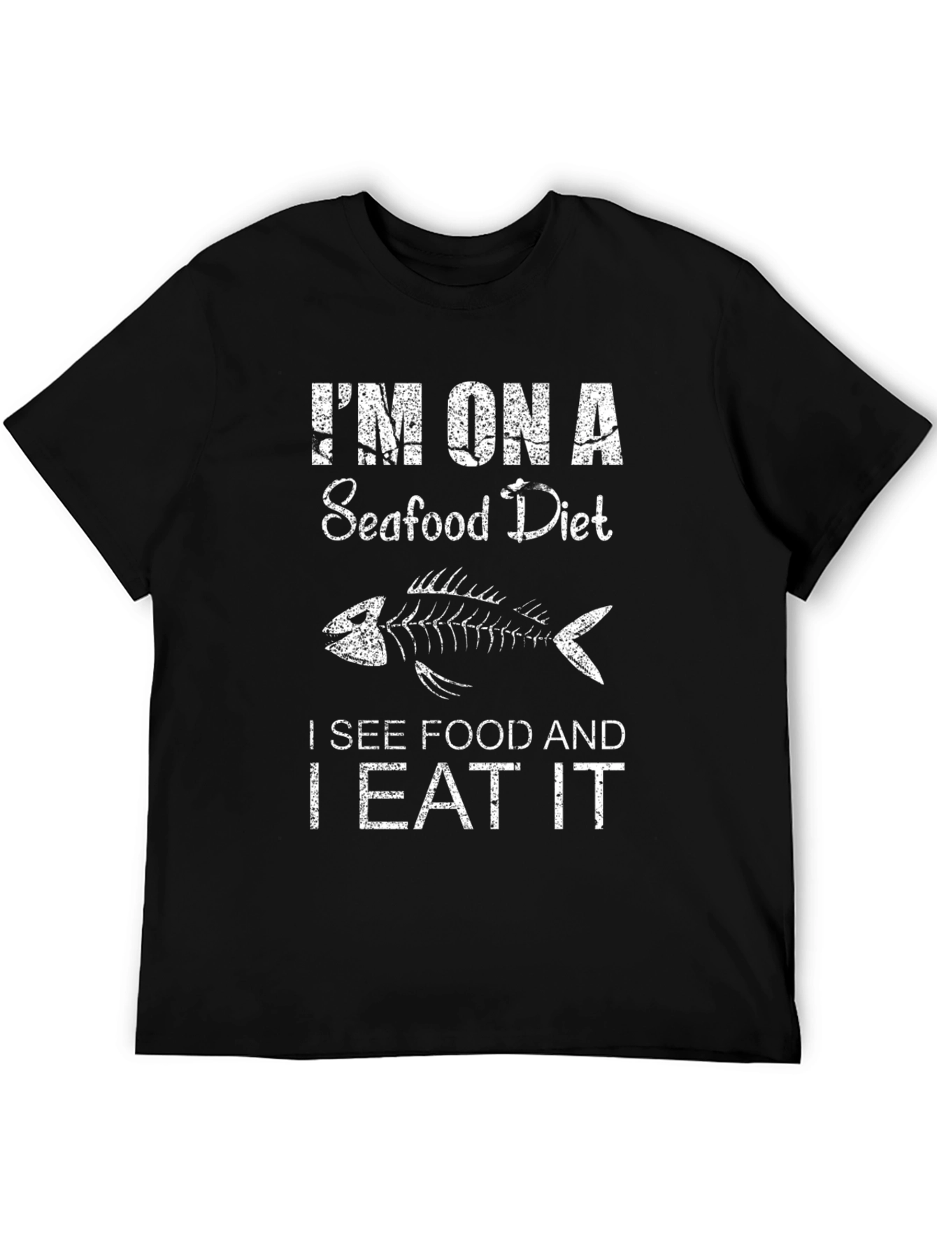 Seafood Diet Funny Mens Black T-Shirt