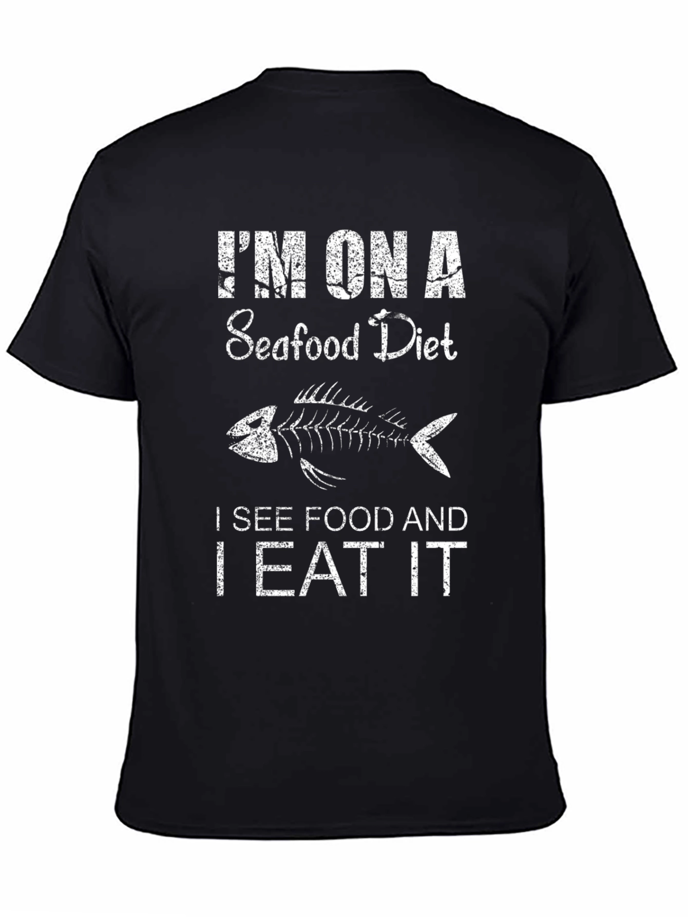 Seafood Diet Funny Mens Black T-Shirt