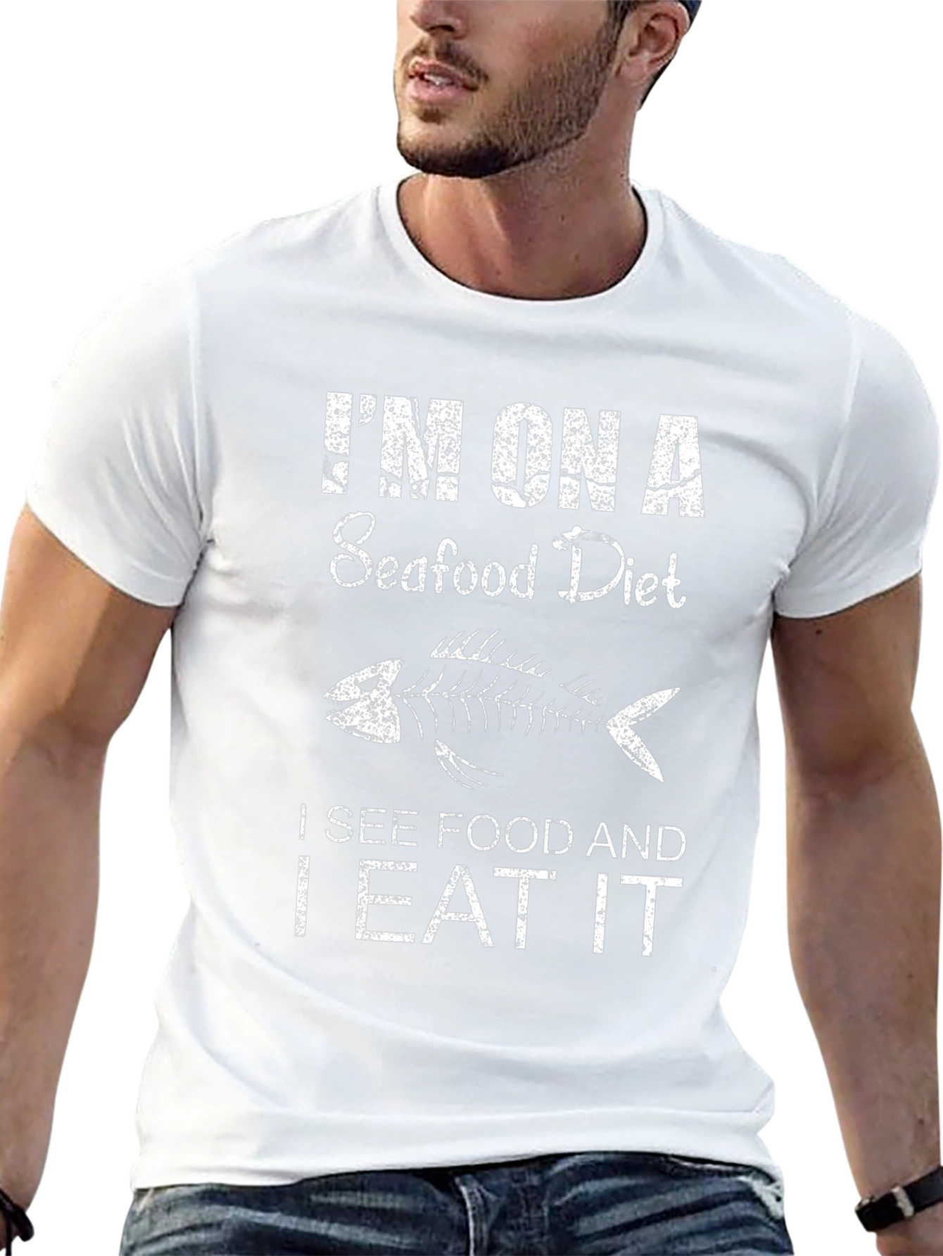 Seafood Diet Funny Mens Black T-Shirt
