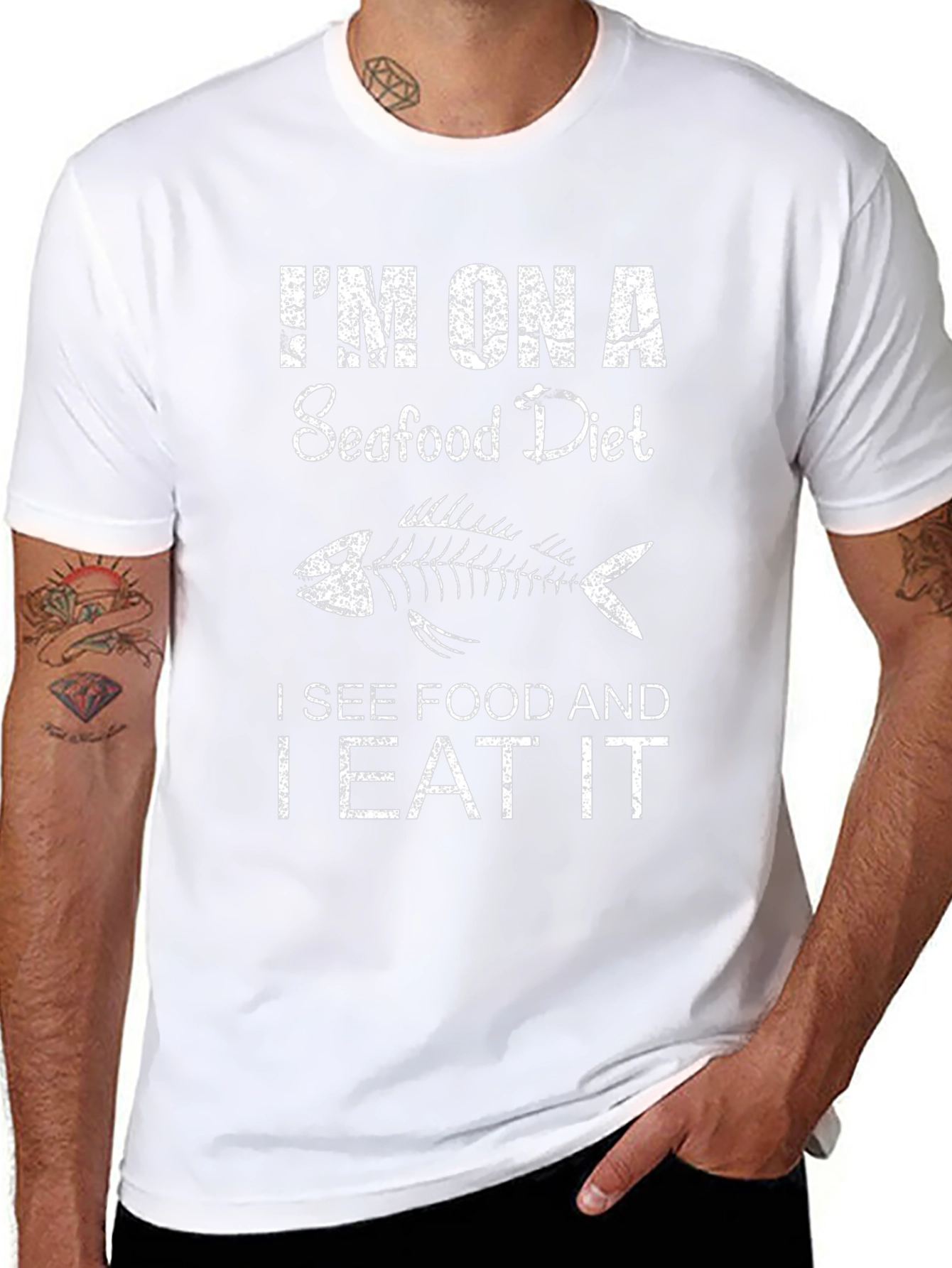 Seafood Diet Funny Mens Black T-Shirt
