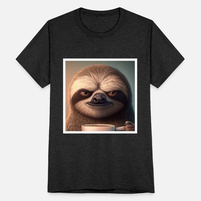 3d Sloth grumpy Coffee I hate people good morning