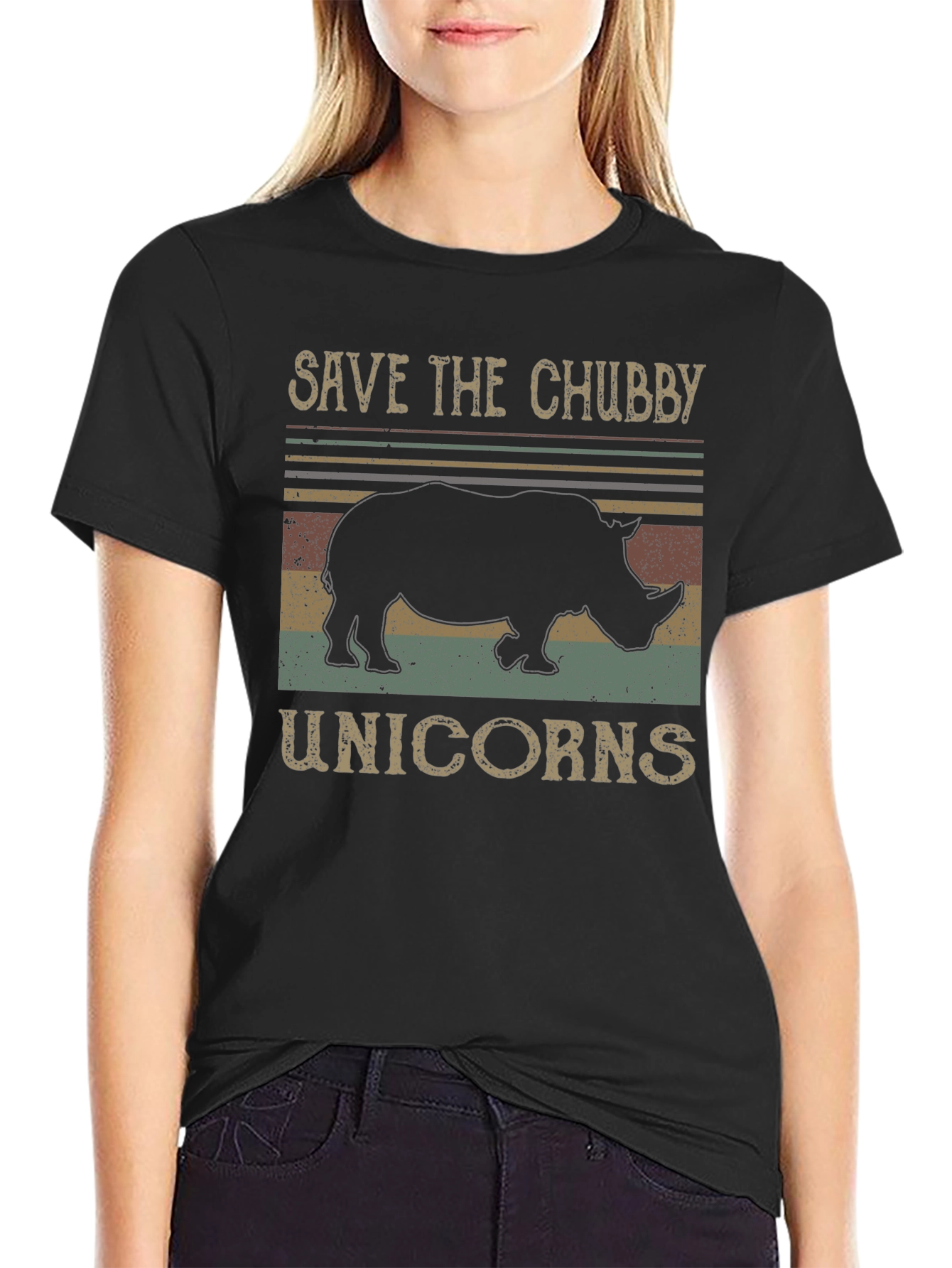 Save the Chubby Unicorns Black T-Shirt