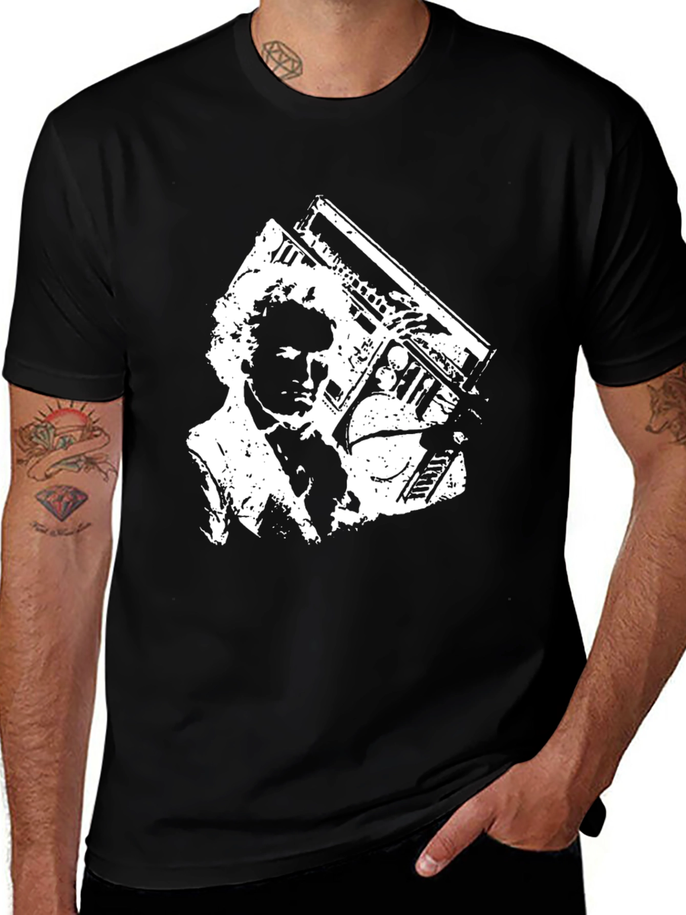 Retro Boombox Graphic Tee - Classic Hip Hop Style