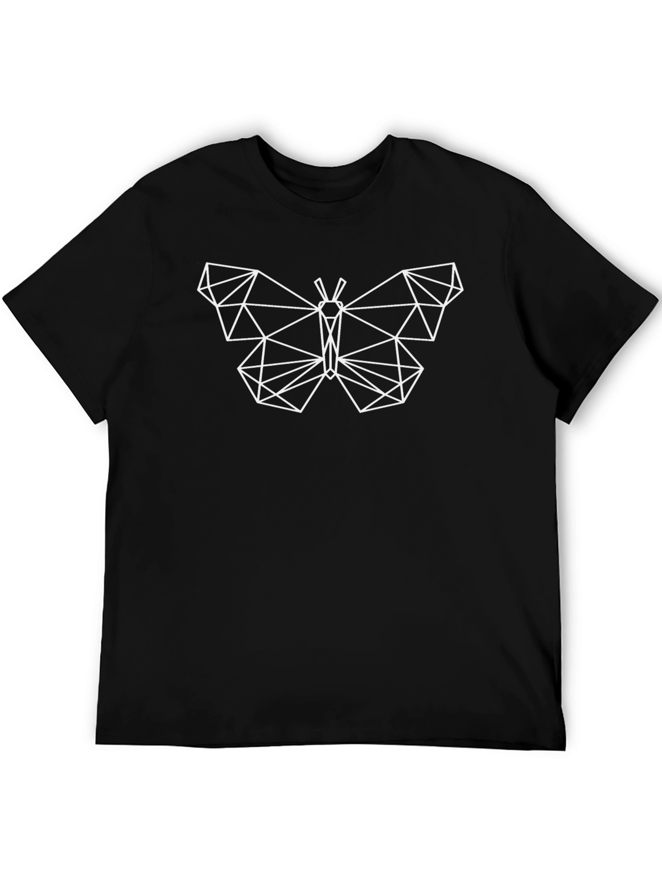 Geometric Butterfly Graphic Tee - Black