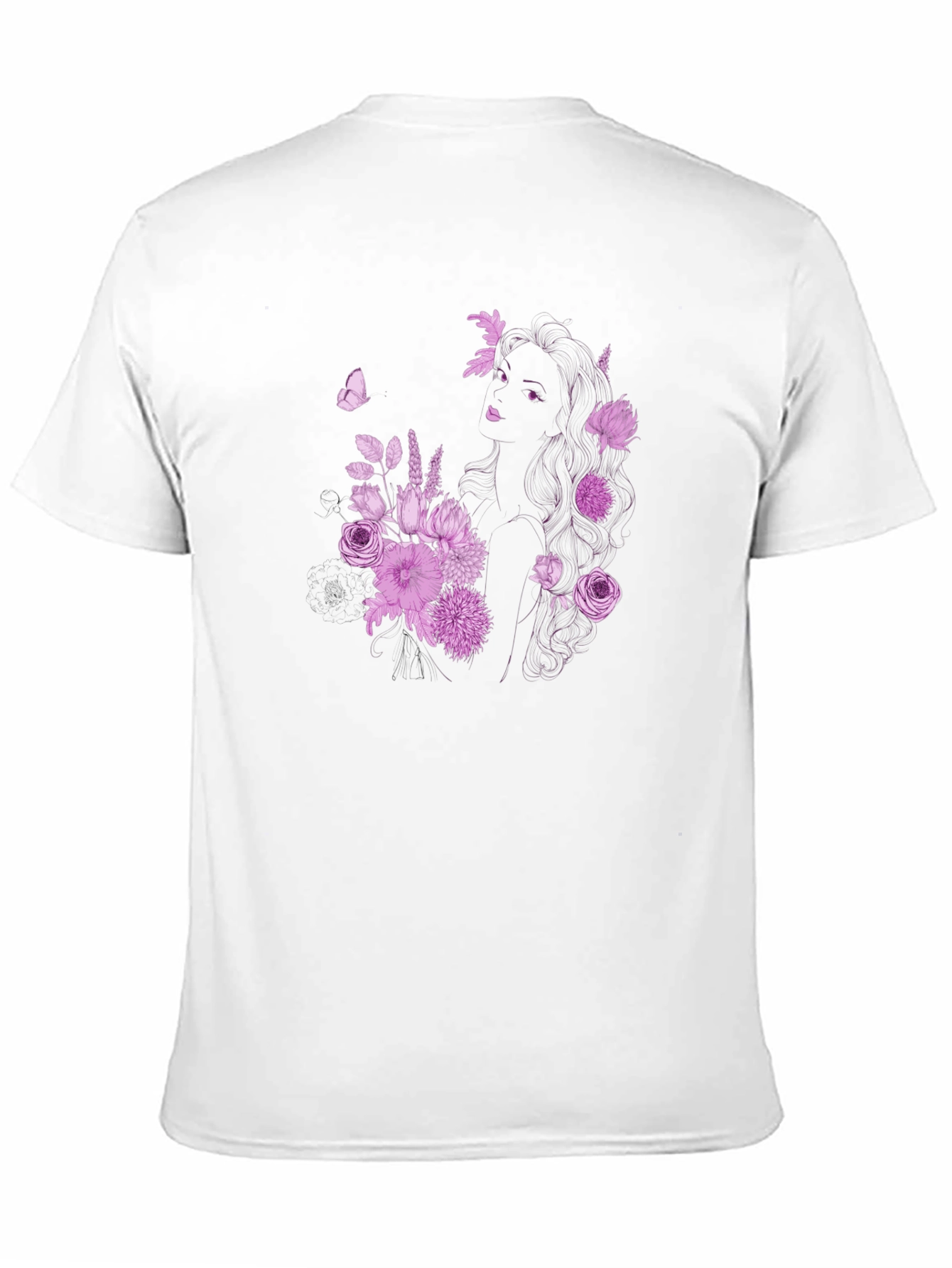 Floral Girl Graphic Black T-Shirt