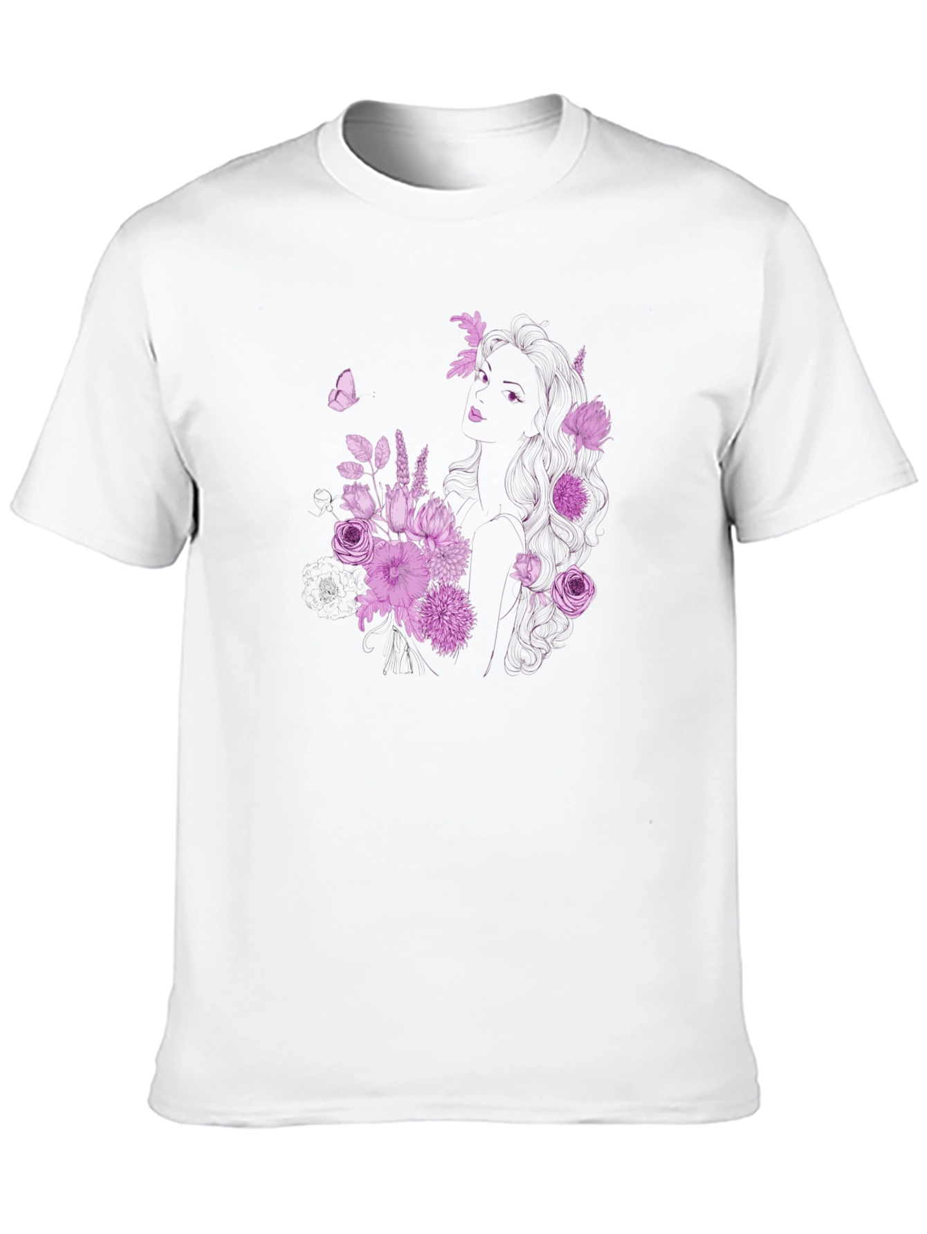 Floral Girl Graphic Black T-Shirt