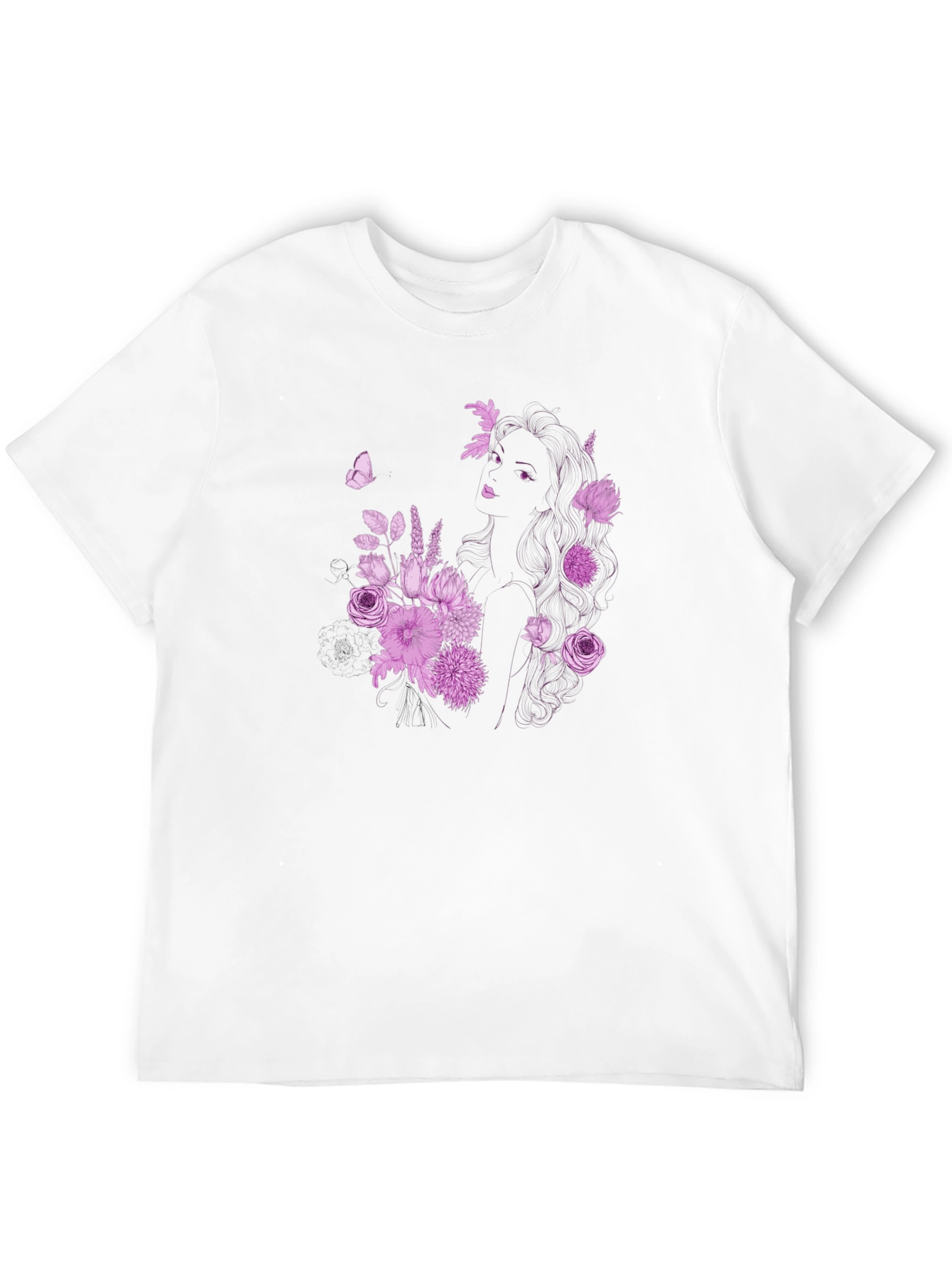 Floral Girl Graphic Black T-Shirt
