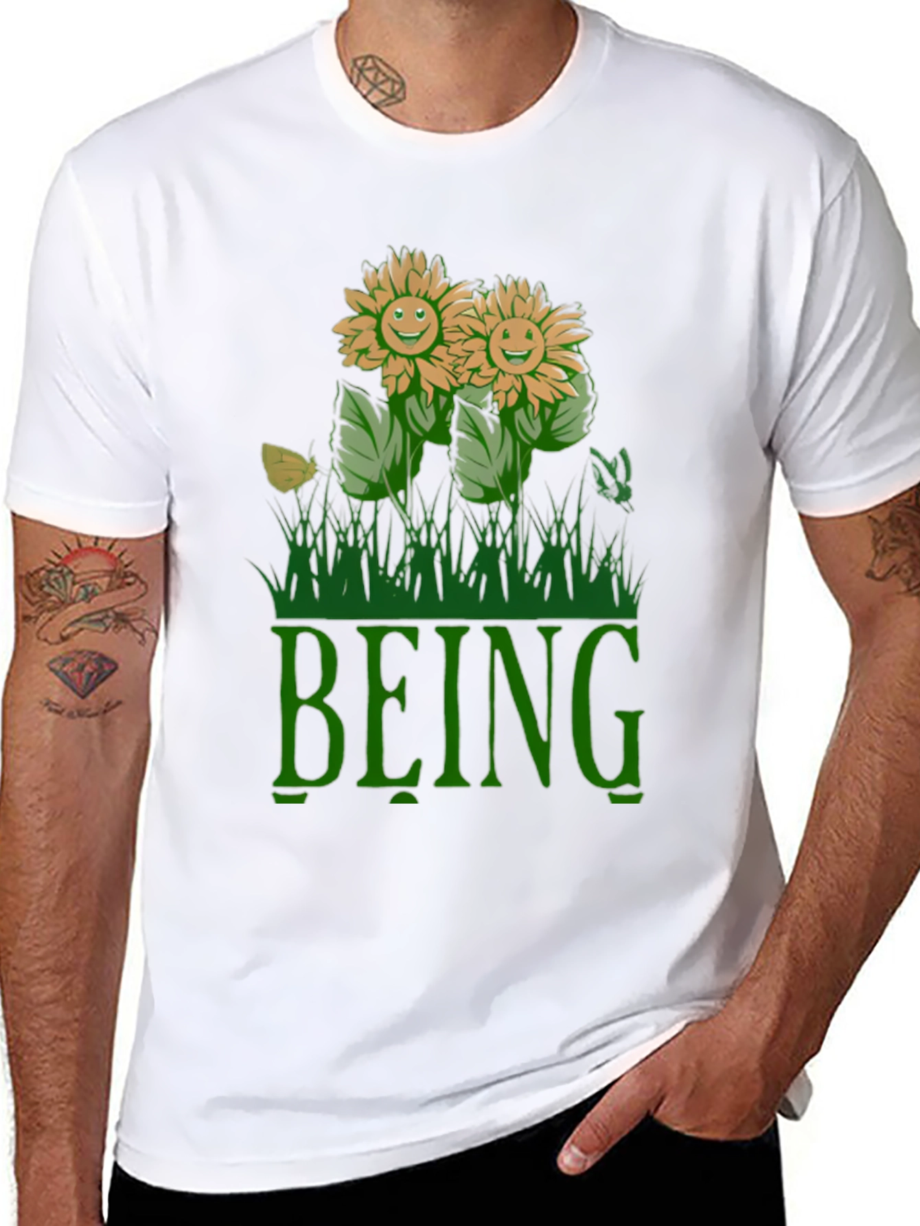 Being Happy Sunflowers Graphic T-Shirt