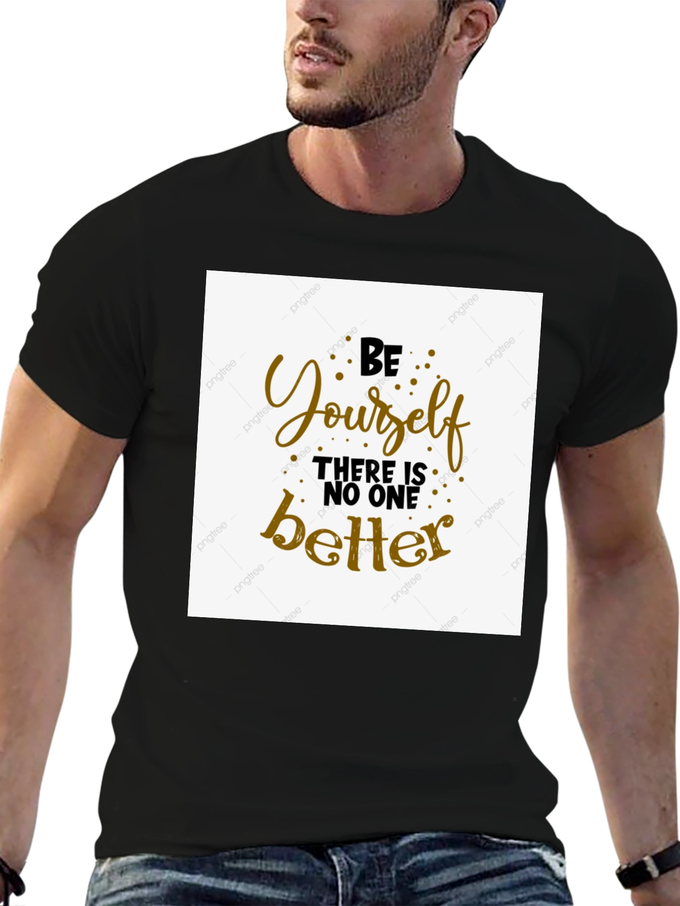 Be Yourself Graphic Tee - Black Cotton T-Shirt
