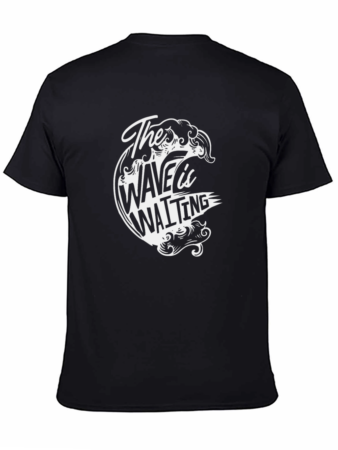 The Wave is Waiting Graphic Black T-Shirt