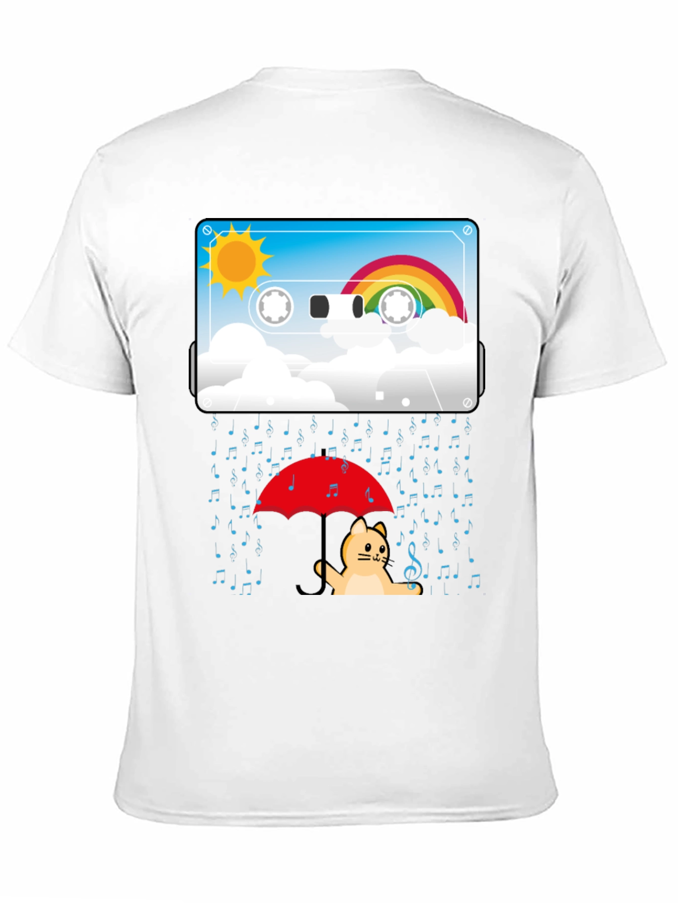 Music Cat Tee - Rainy Days & Rainbows