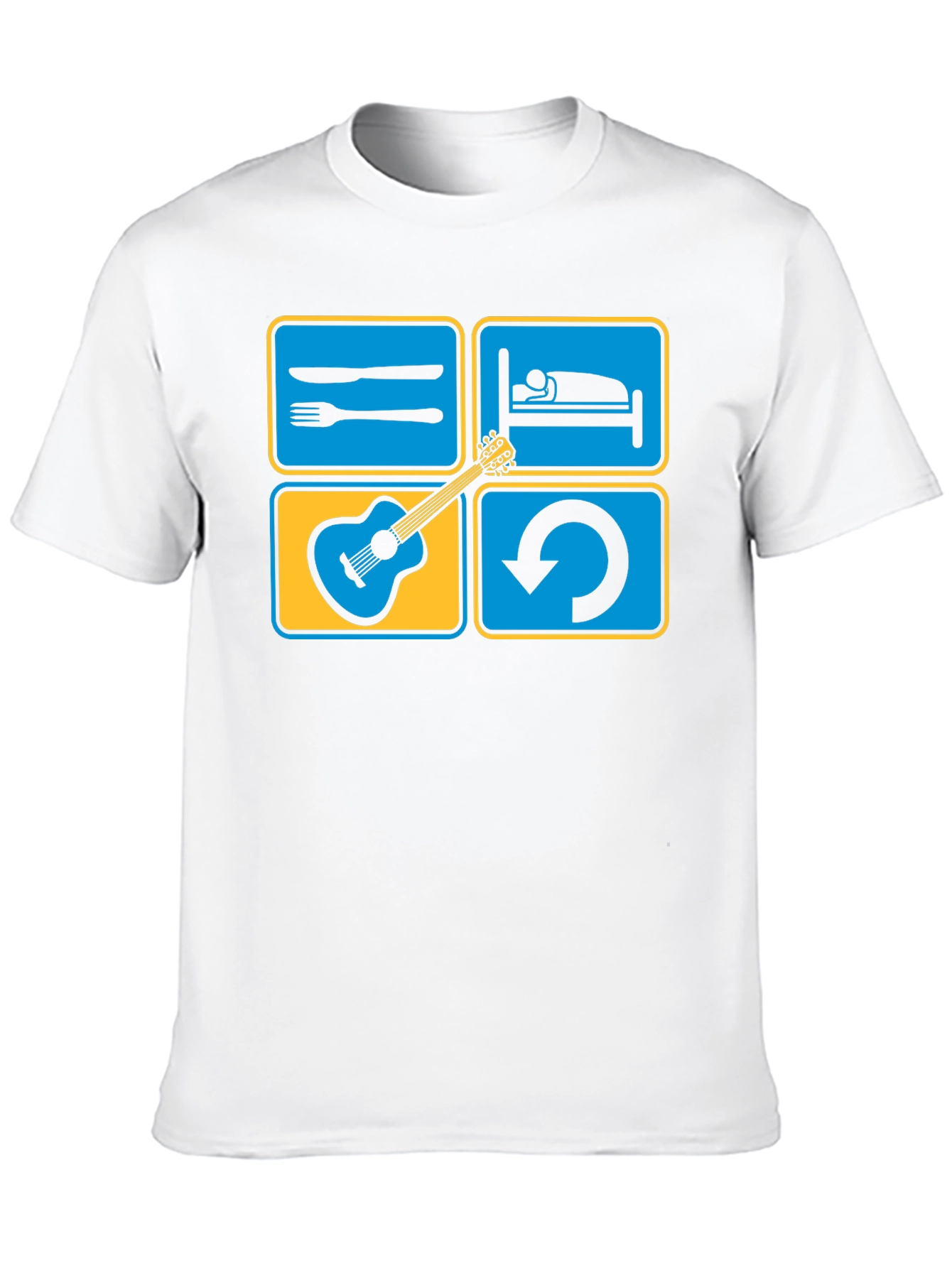 Eat Sleep Guitar Repeat Black T-Shirt