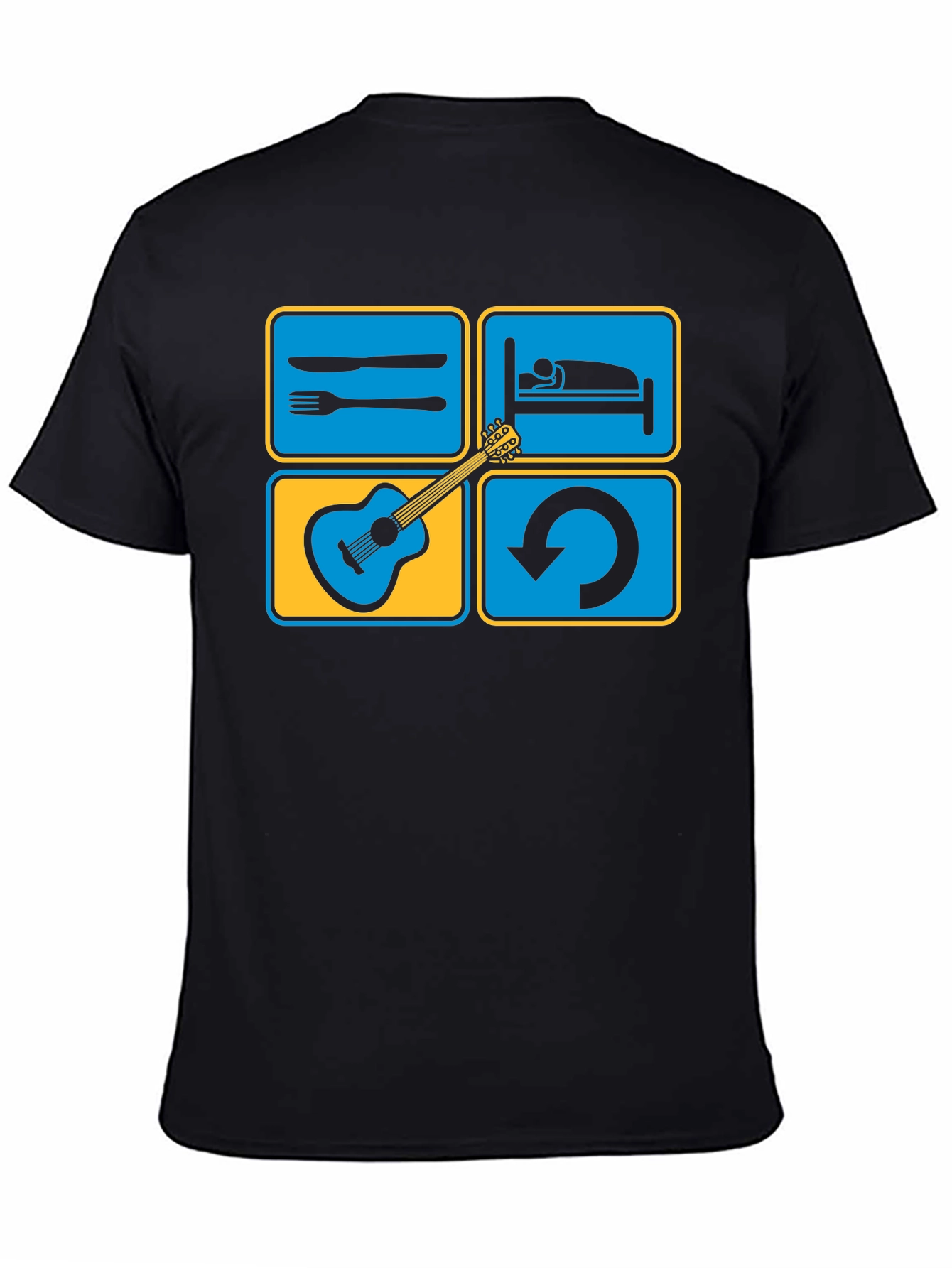 Eat Sleep Guitar Repeat Black T-Shirt