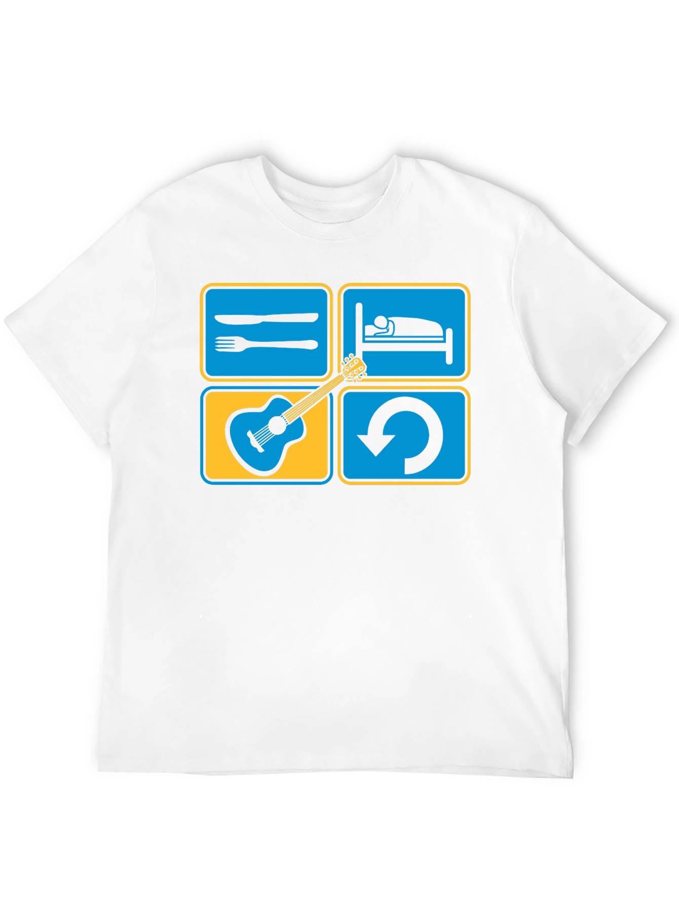 Eat Sleep Guitar Repeat Black T-Shirt