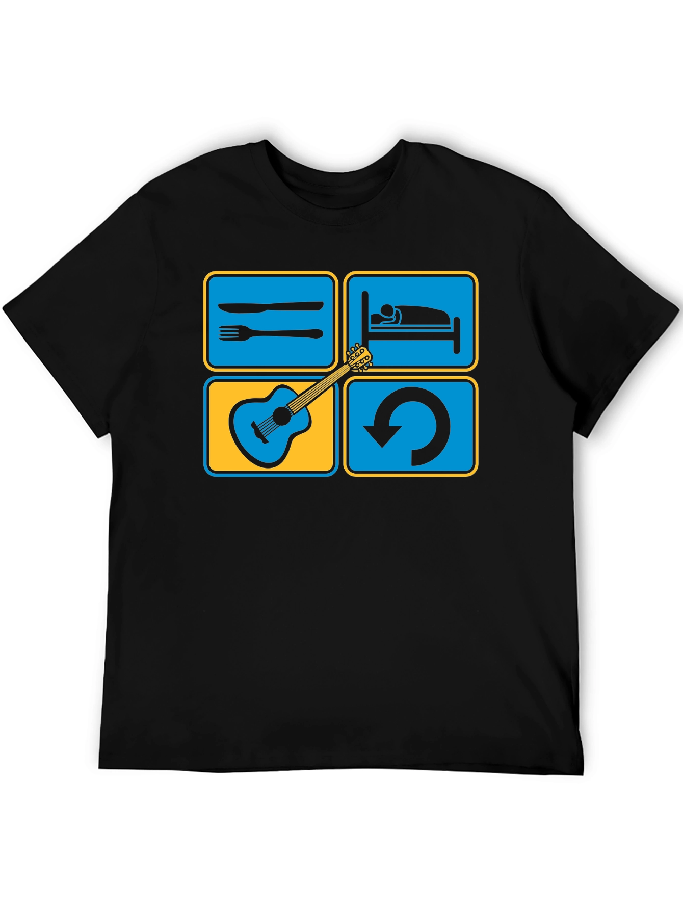 Eat Sleep Guitar Repeat Black T-Shirt