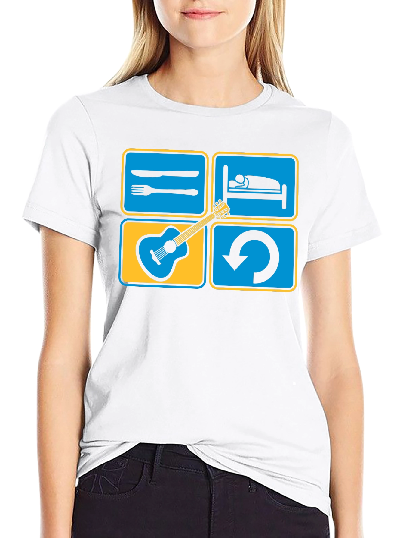 Eat Sleep Guitar Repeat Black T-Shirt
