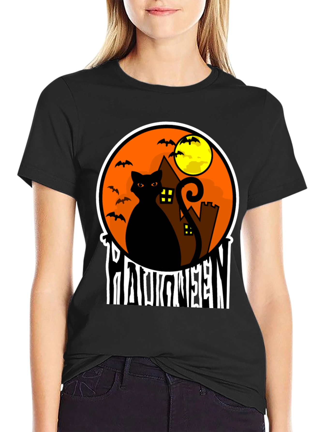 Halloween Black Cat T-Shirt