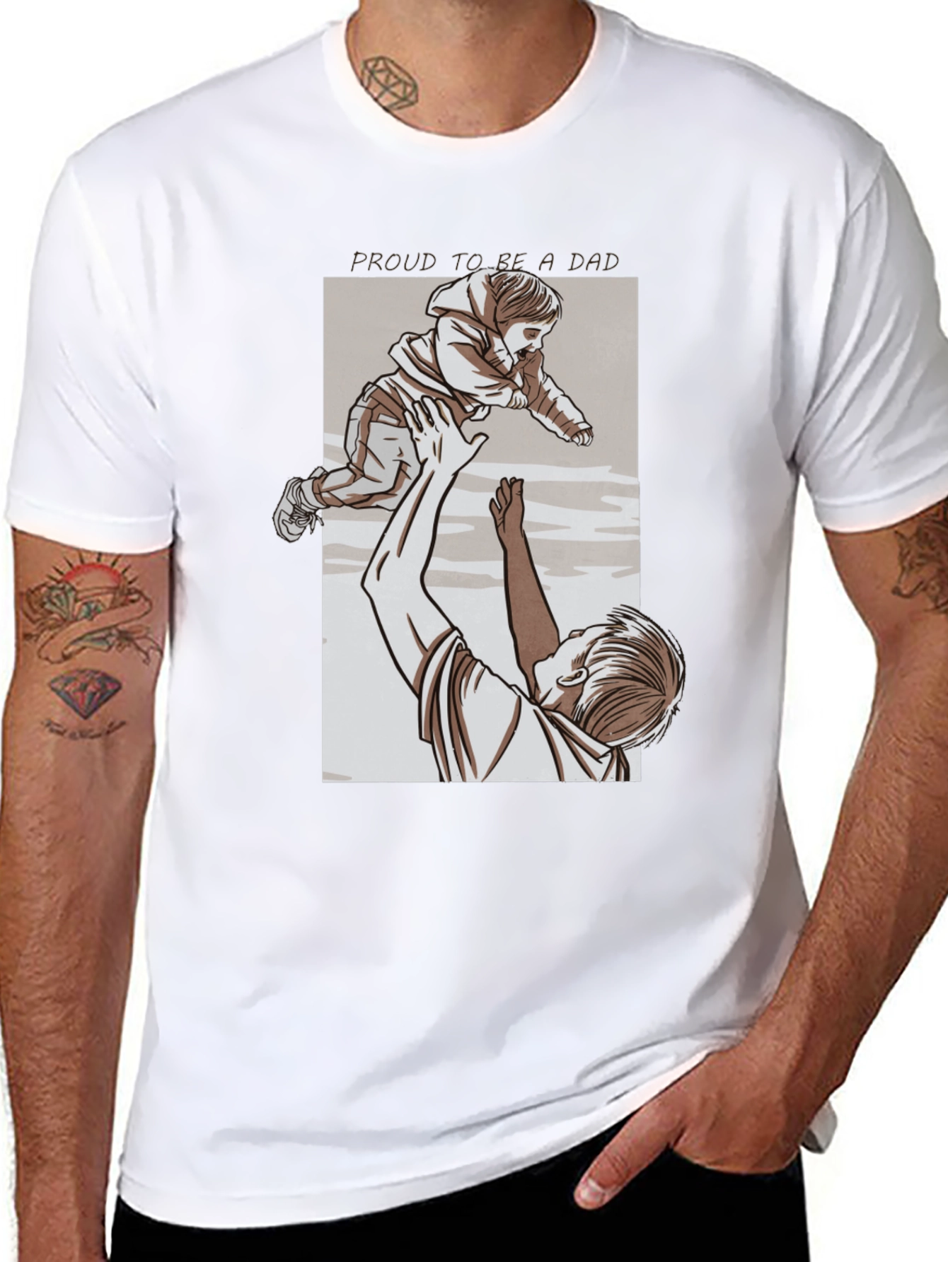 Proud Dad Graphic Tee - Black Cotton T-Shirt