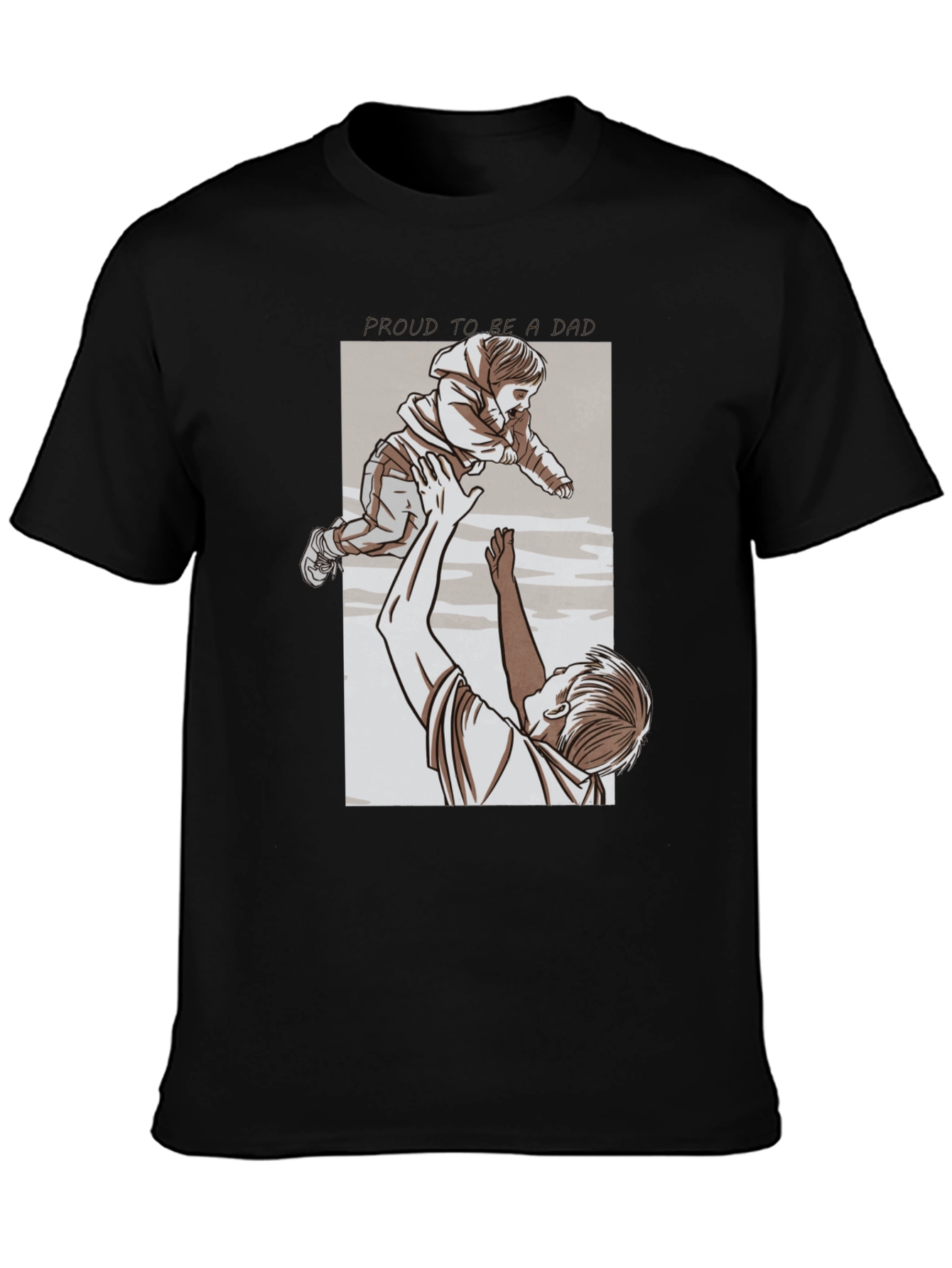 Proud Dad Graphic Tee - Black Cotton T-Shirt