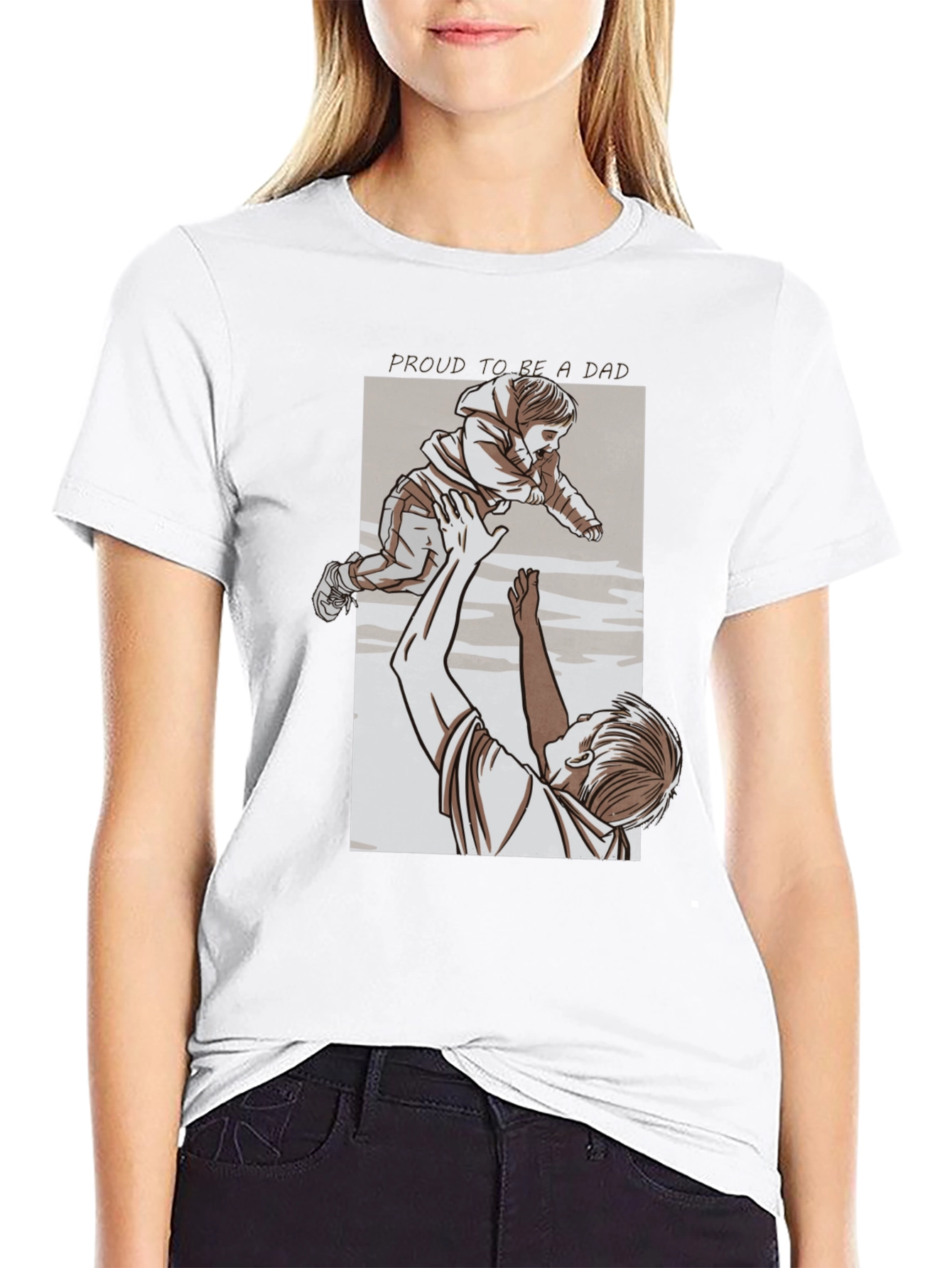 Proud Dad Graphic Tee - Black Cotton T-Shirt