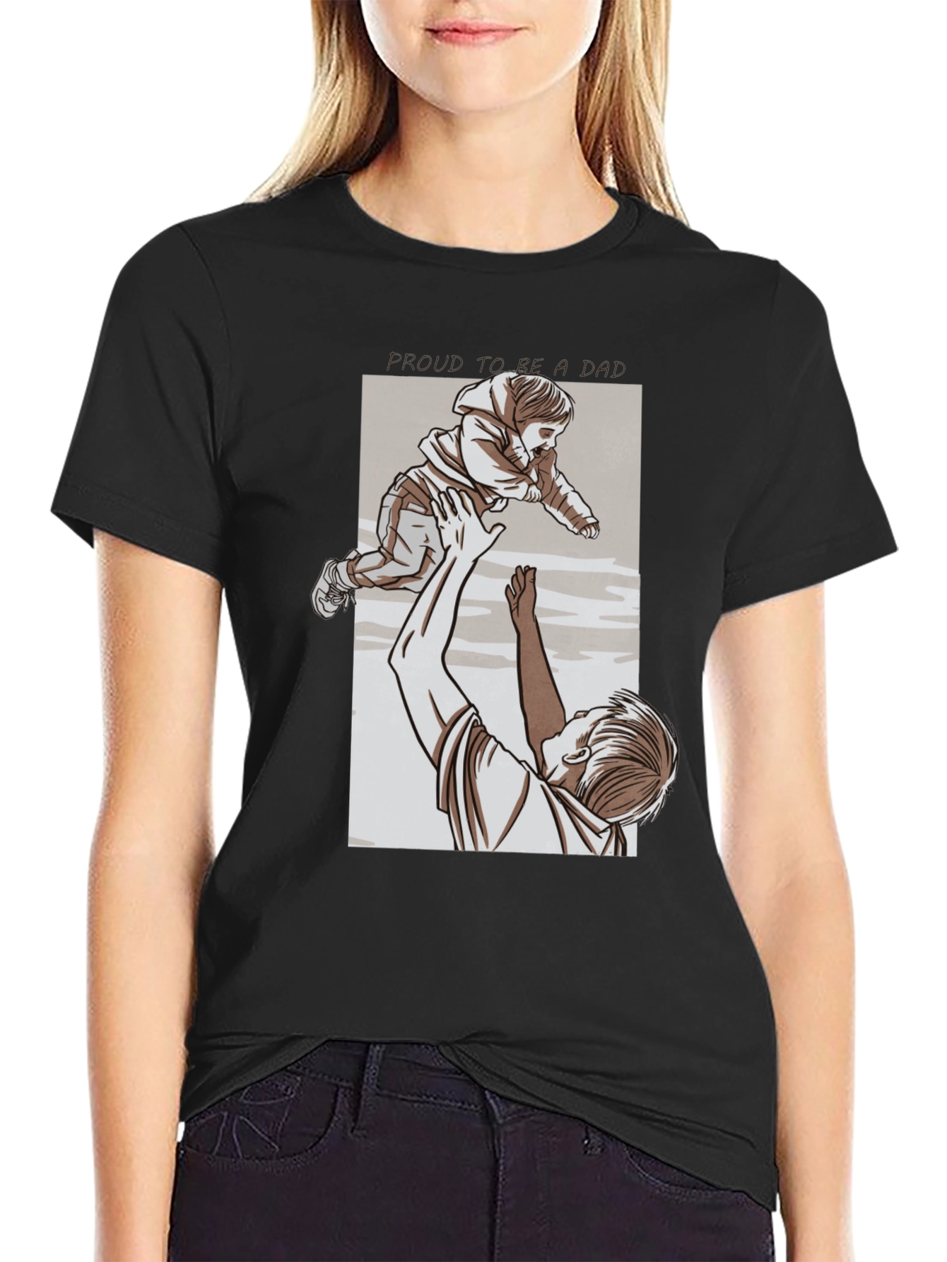 Proud Dad Graphic Tee - Black Cotton T-Shirt