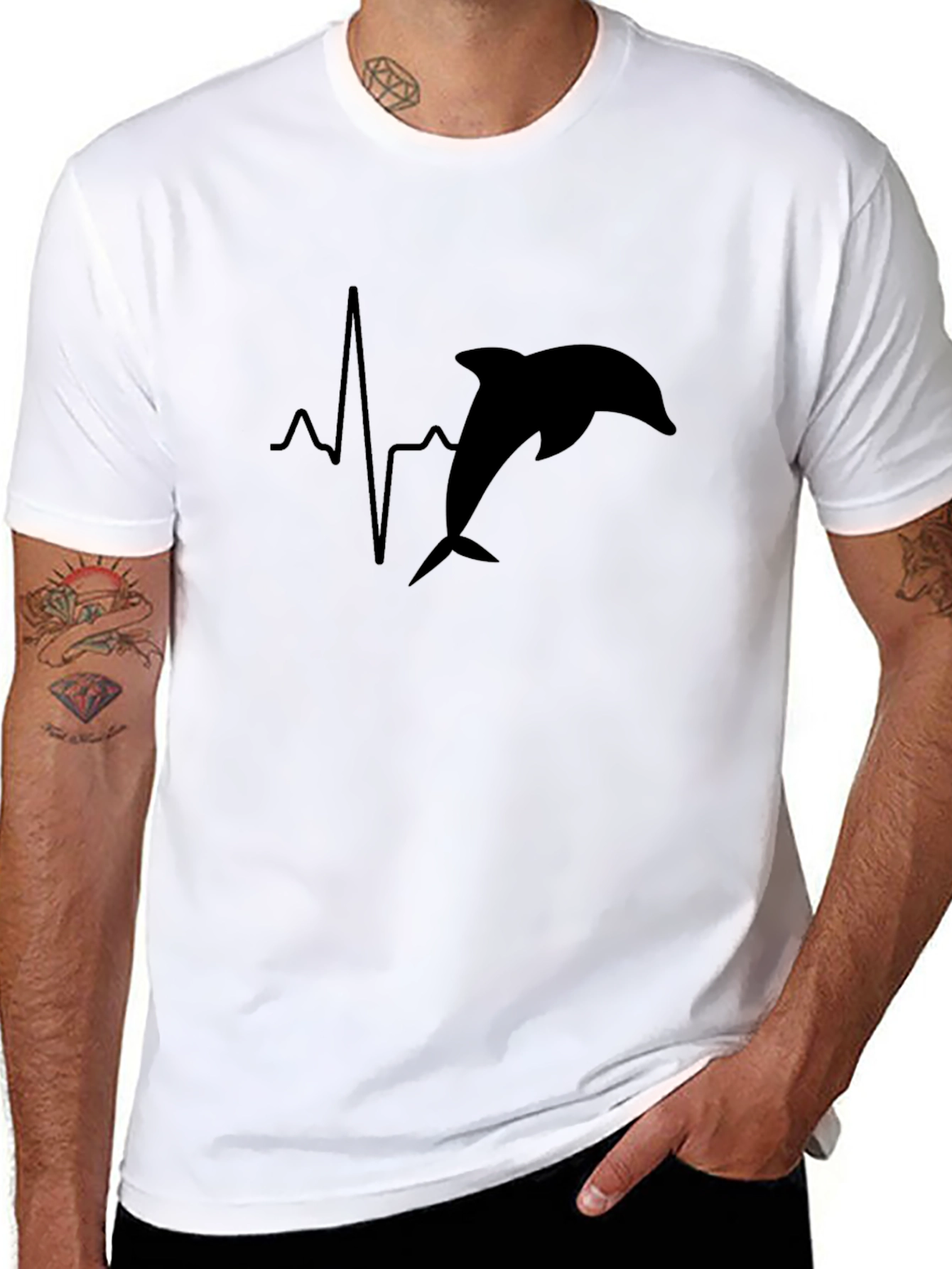 Dolphin Heartbeat Black T-Shirt