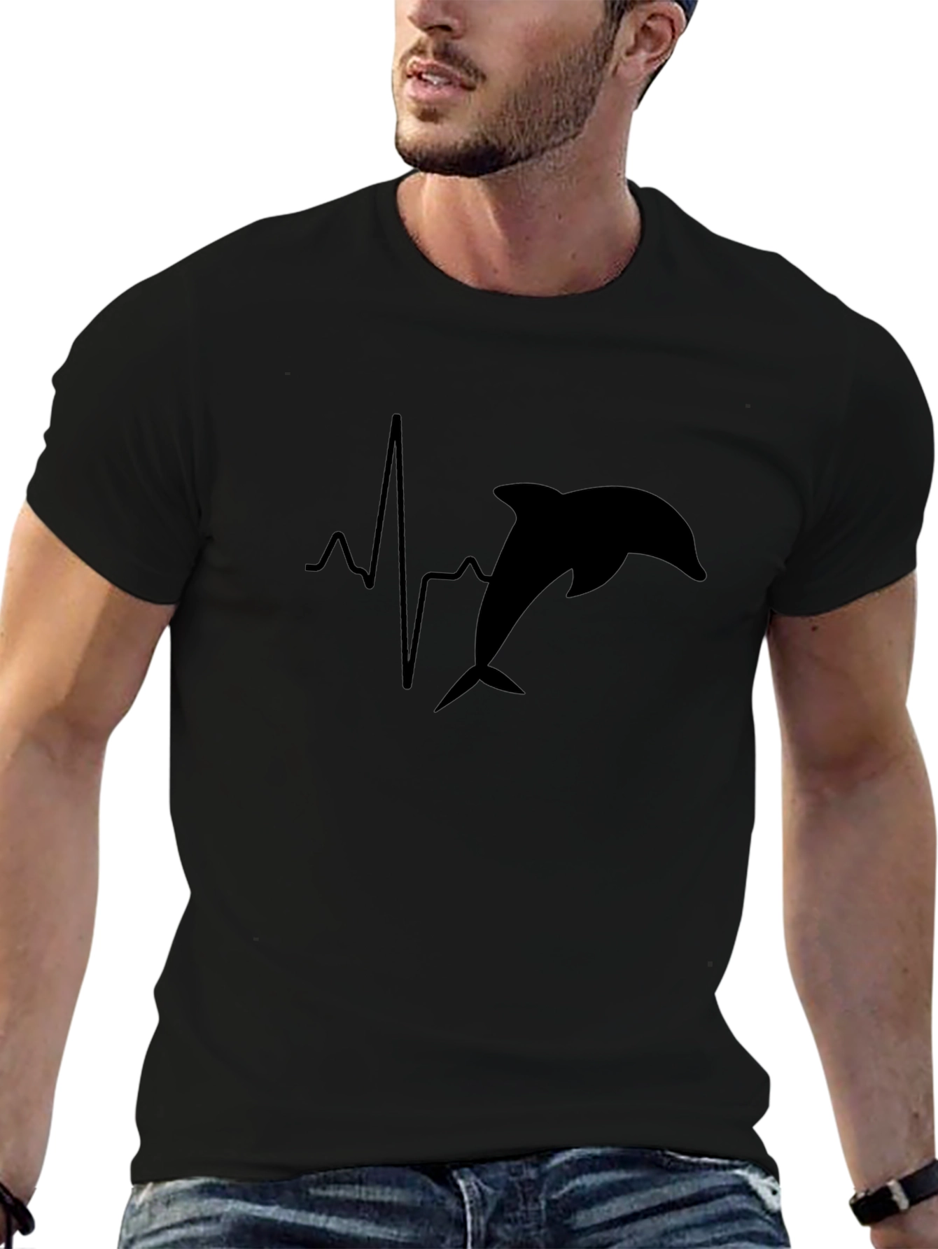 Dolphin Heartbeat Black T-Shirt