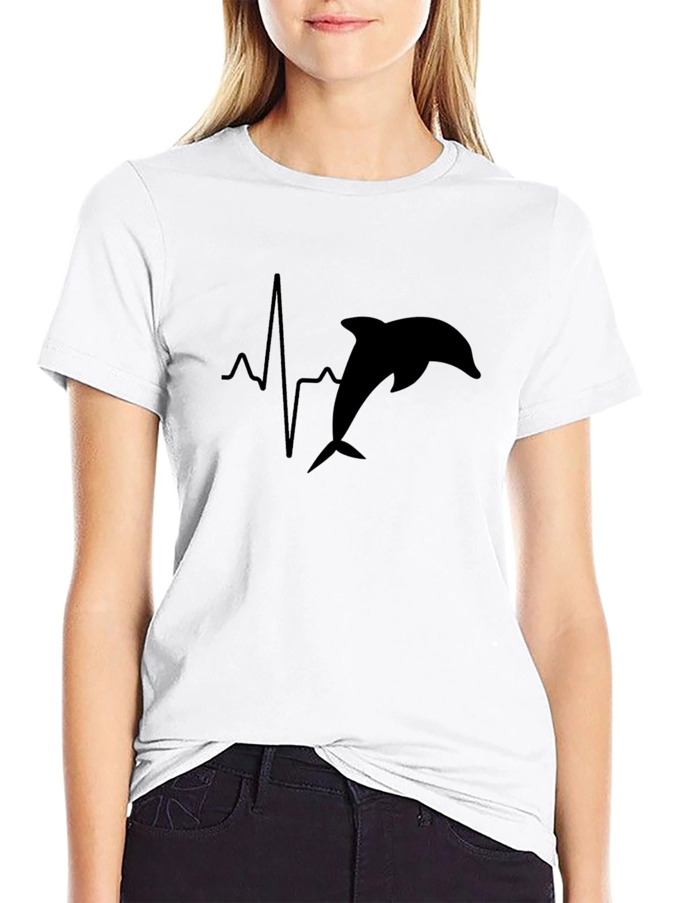 Dolphin Heartbeat Black T-Shirt