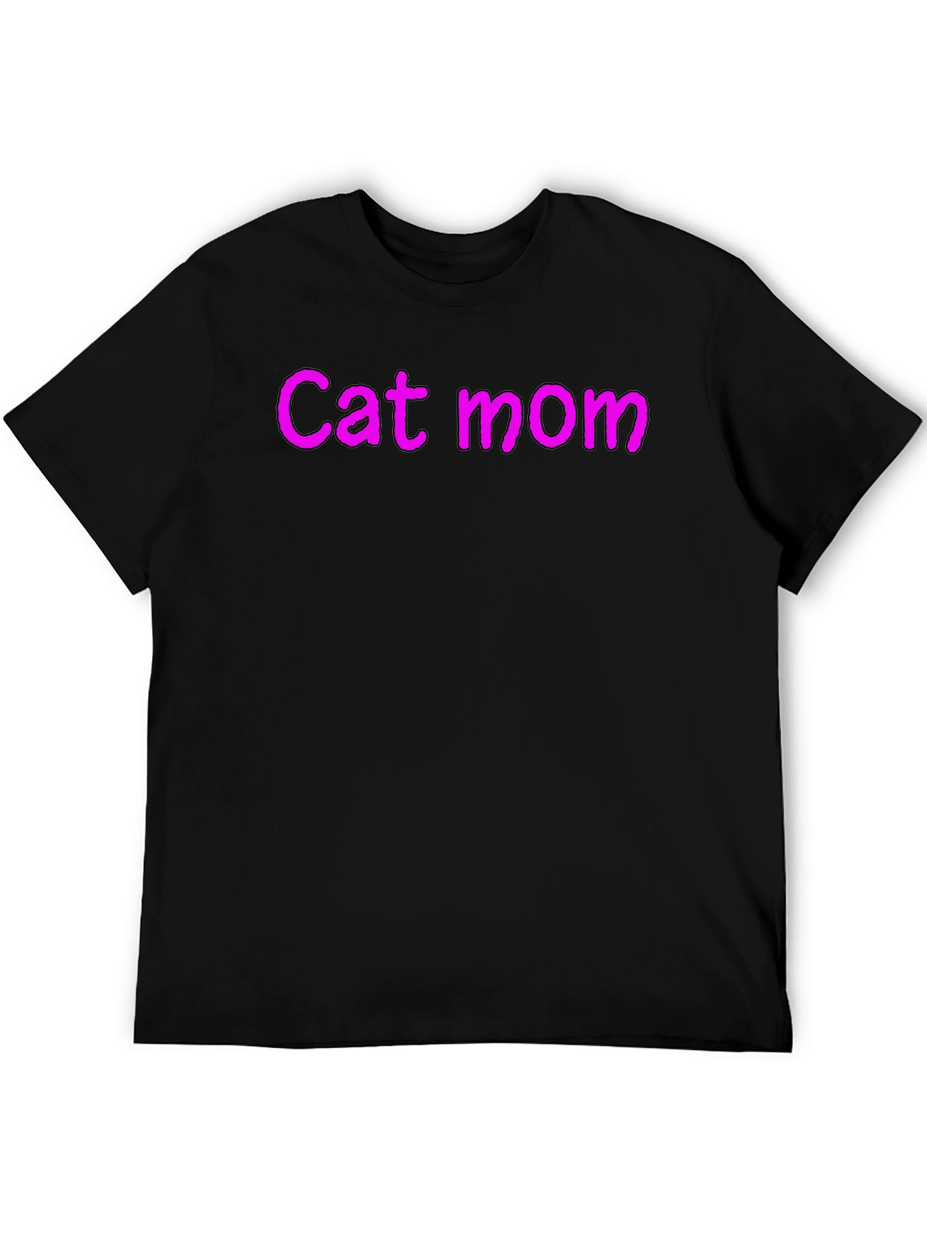 Cat Mom Black Crew Neck T-Shirt