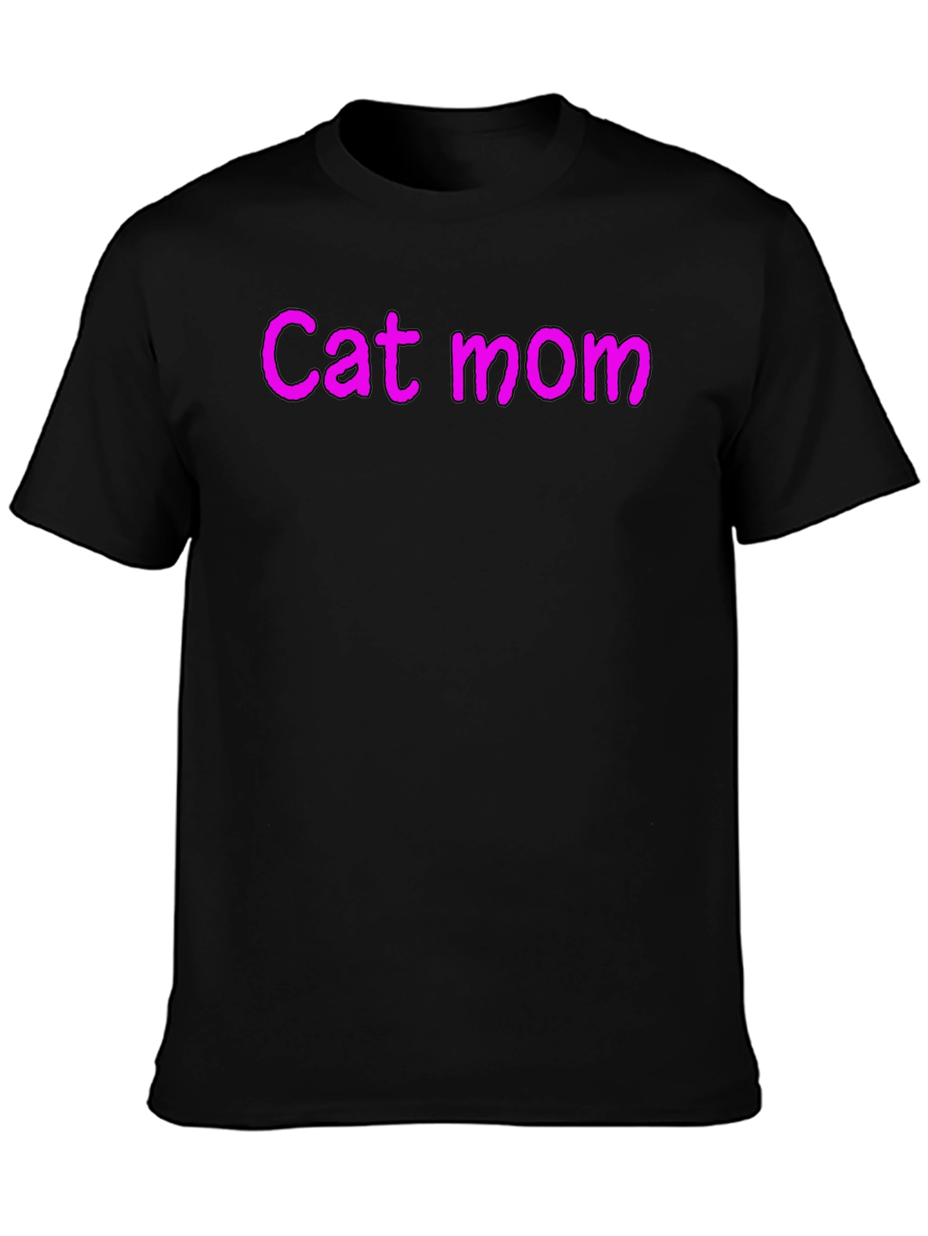 Cat Mom Black Crew Neck T-Shirt