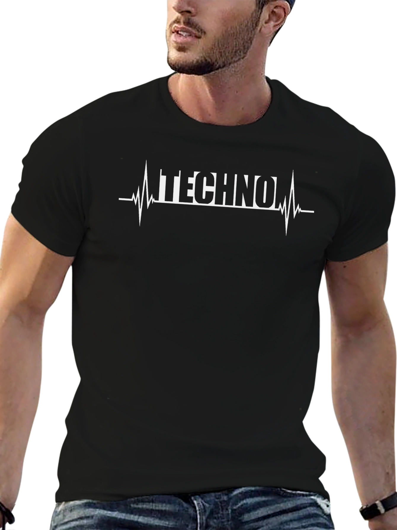 Techno Heartbeat T-Shirt - Black Cotton Tee