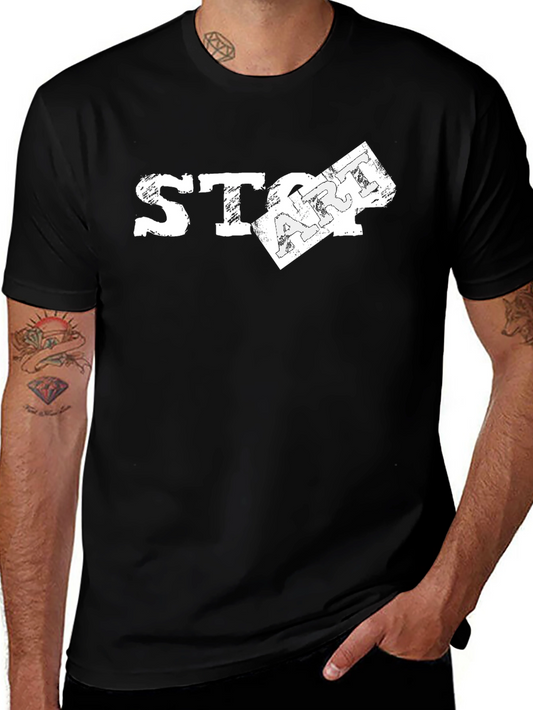 Stop Art T-Shirt - Distressed Graphic Tee