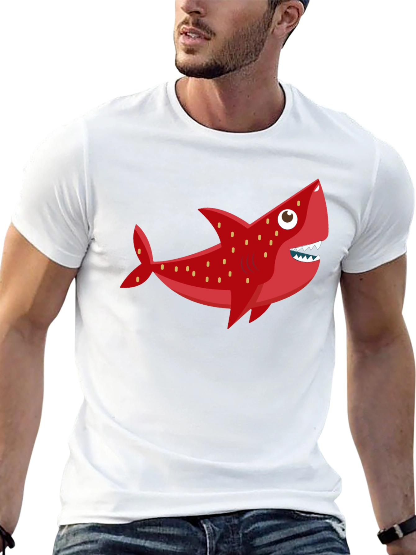 Fun Shark Graphic Tee - Black Cotton Blend