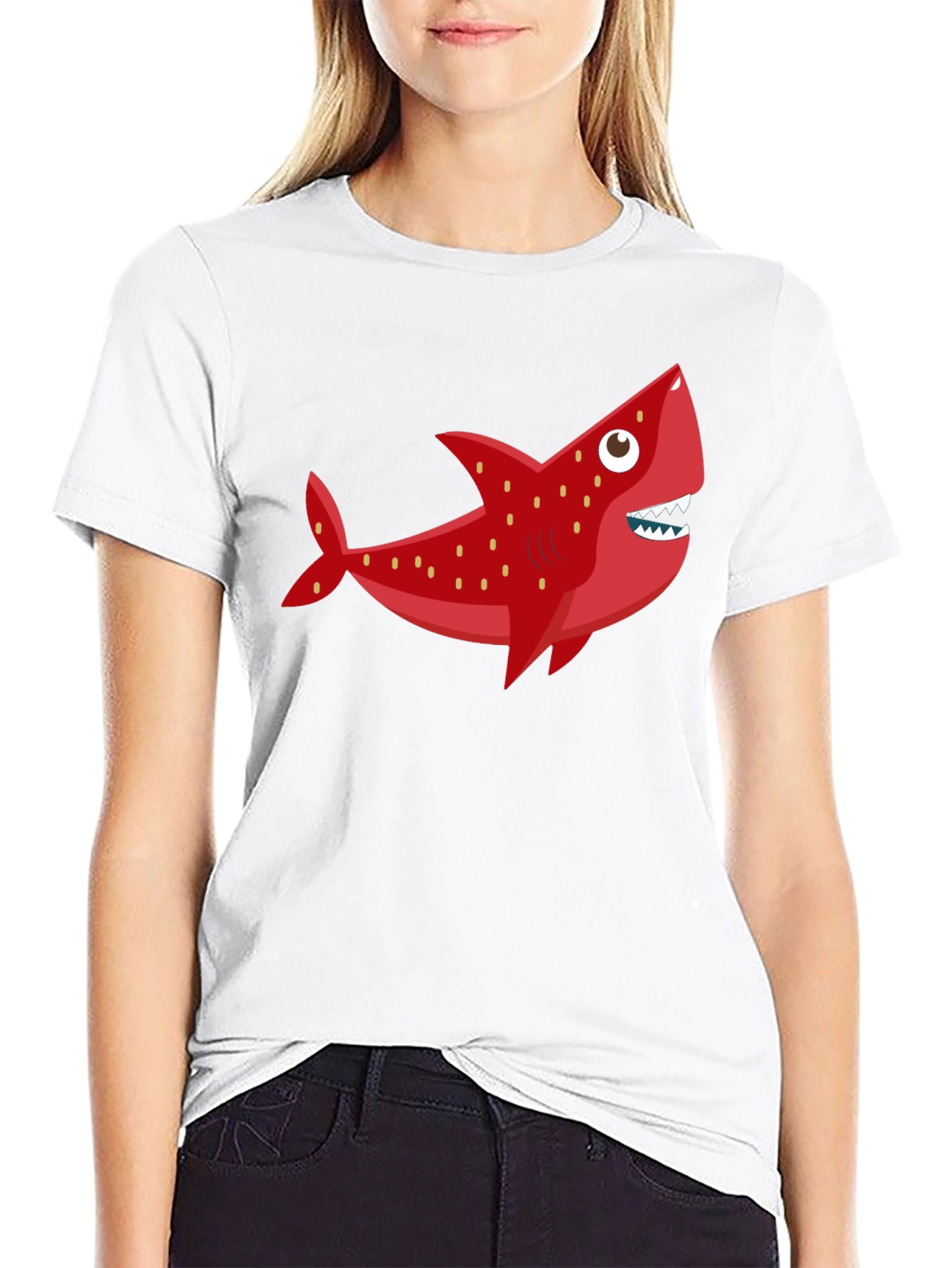 Fun Shark Graphic Tee - Black Cotton Blend