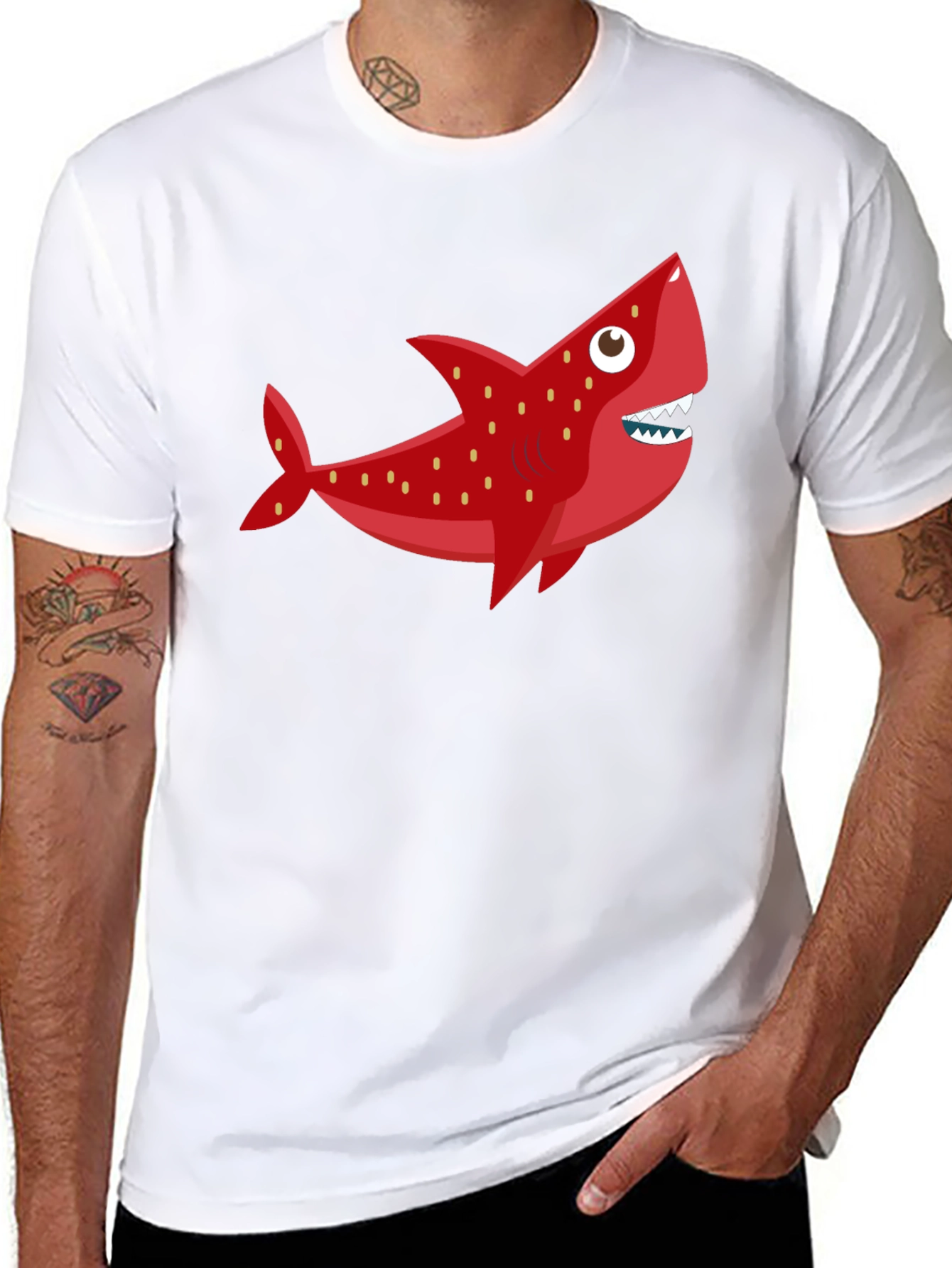 Fun Shark Graphic Tee - Black Cotton Blend