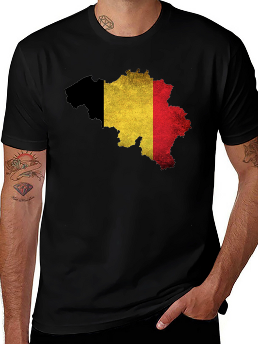 Belgium Flag Map T-Shirt - Black