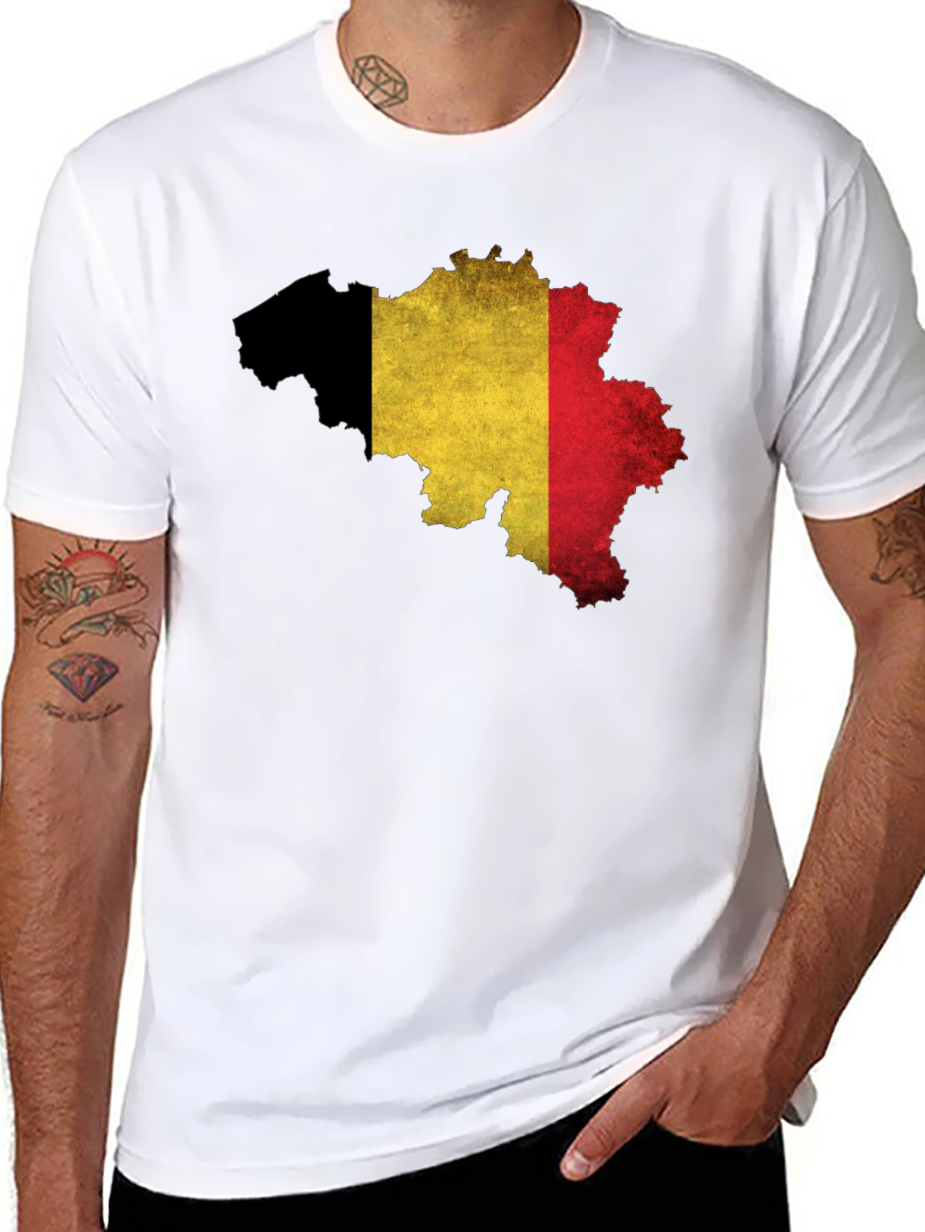 Belgium Flag Map T-Shirt - Black
