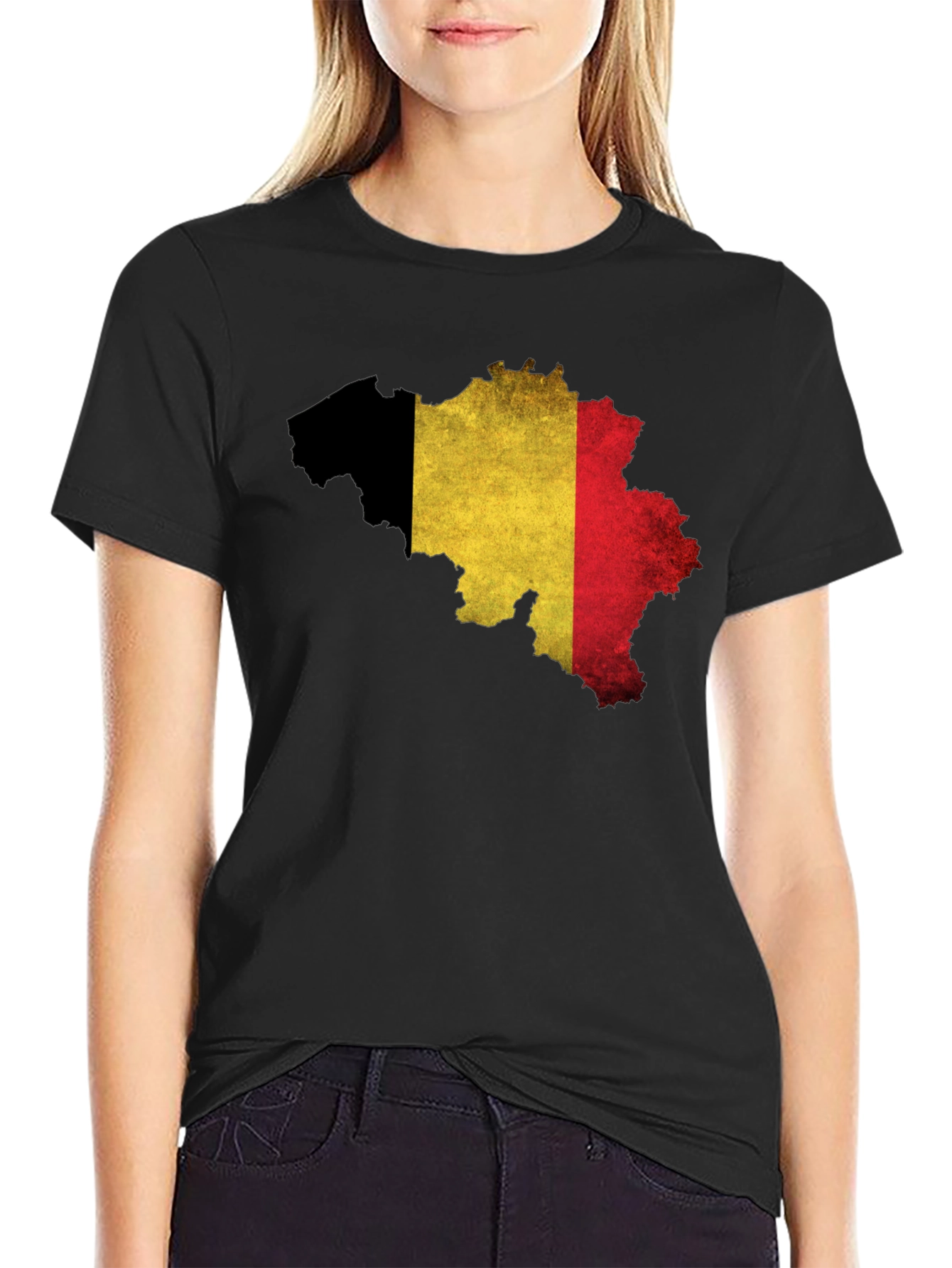 Belgium Flag Map T-Shirt - Black