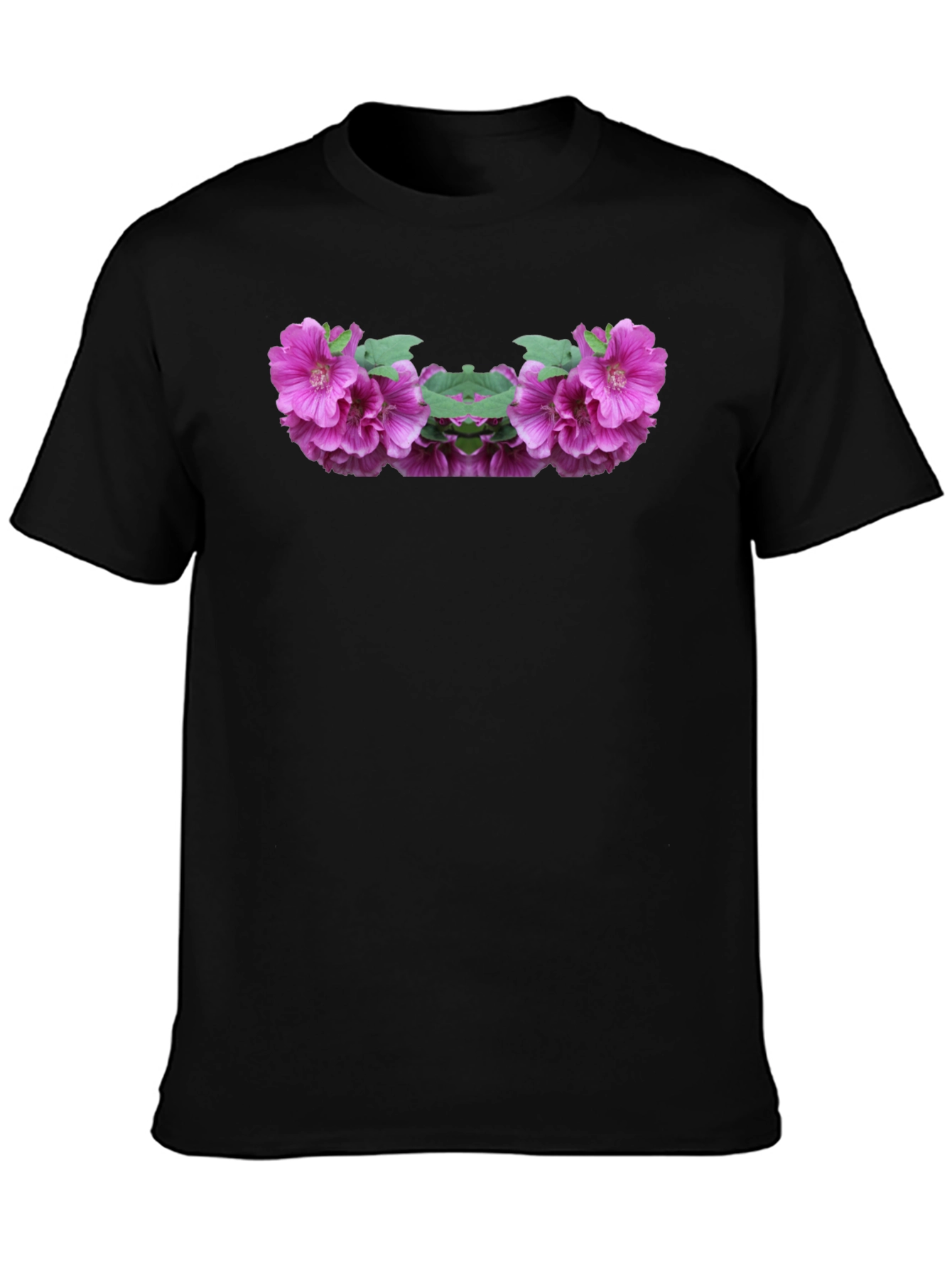 Floral Symmetry Black T-Shirt