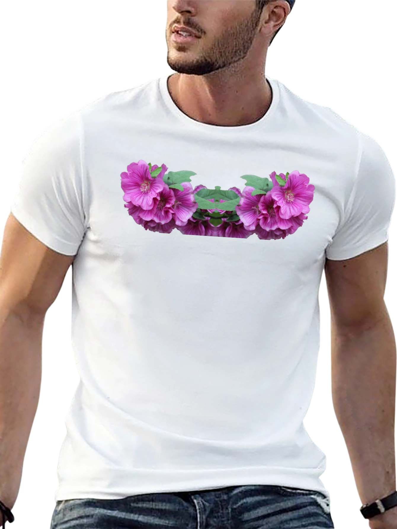 Floral Symmetry Black T-Shirt