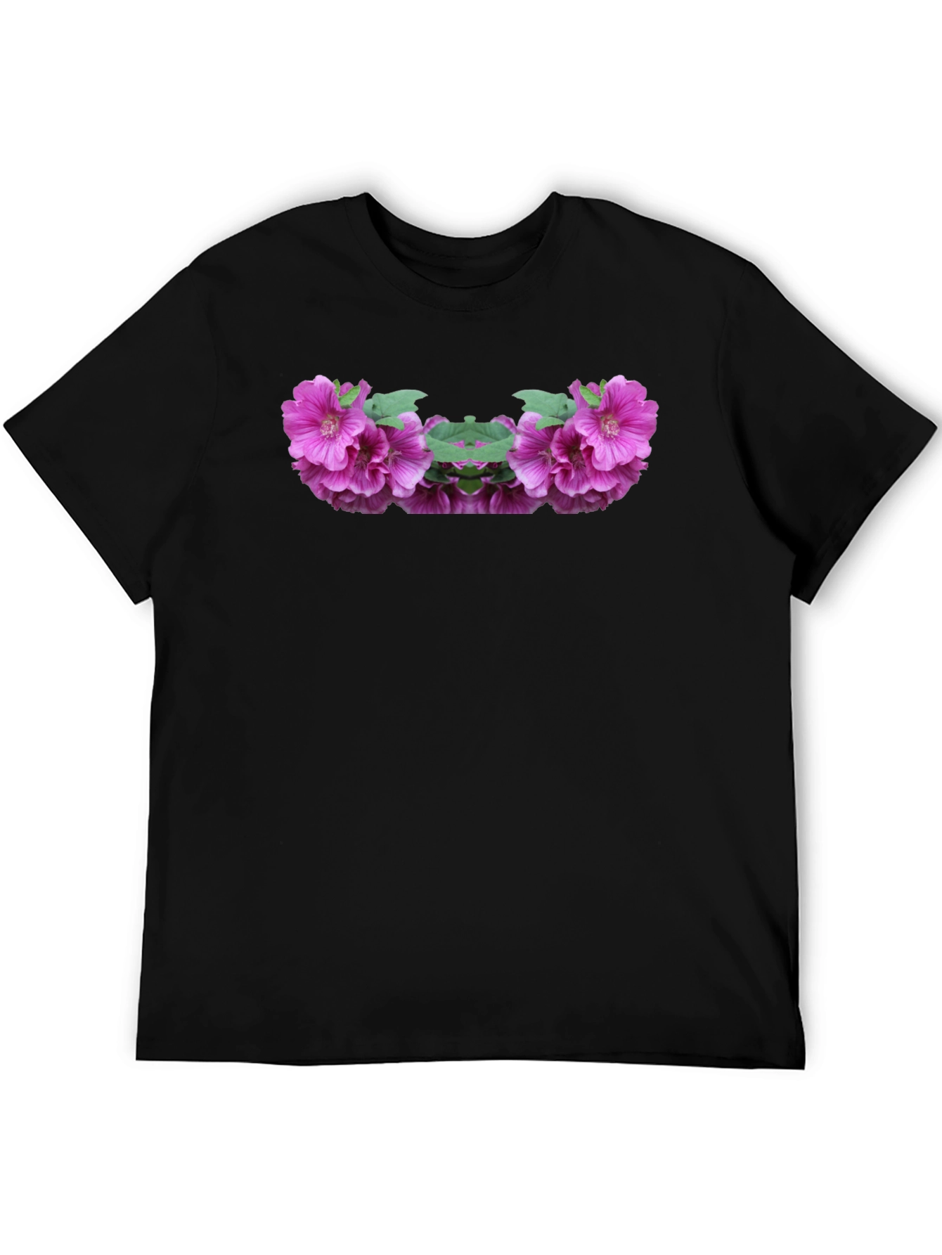Floral Symmetry Black T-Shirt